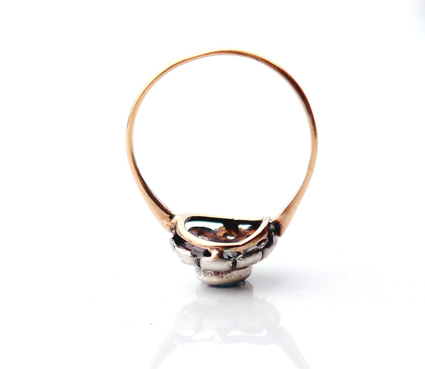 Anillo Halo Antiguo Zafiro natural 1,25ct Diamantes oro macizo 18K Plata ØUS 6,5 en venta 1