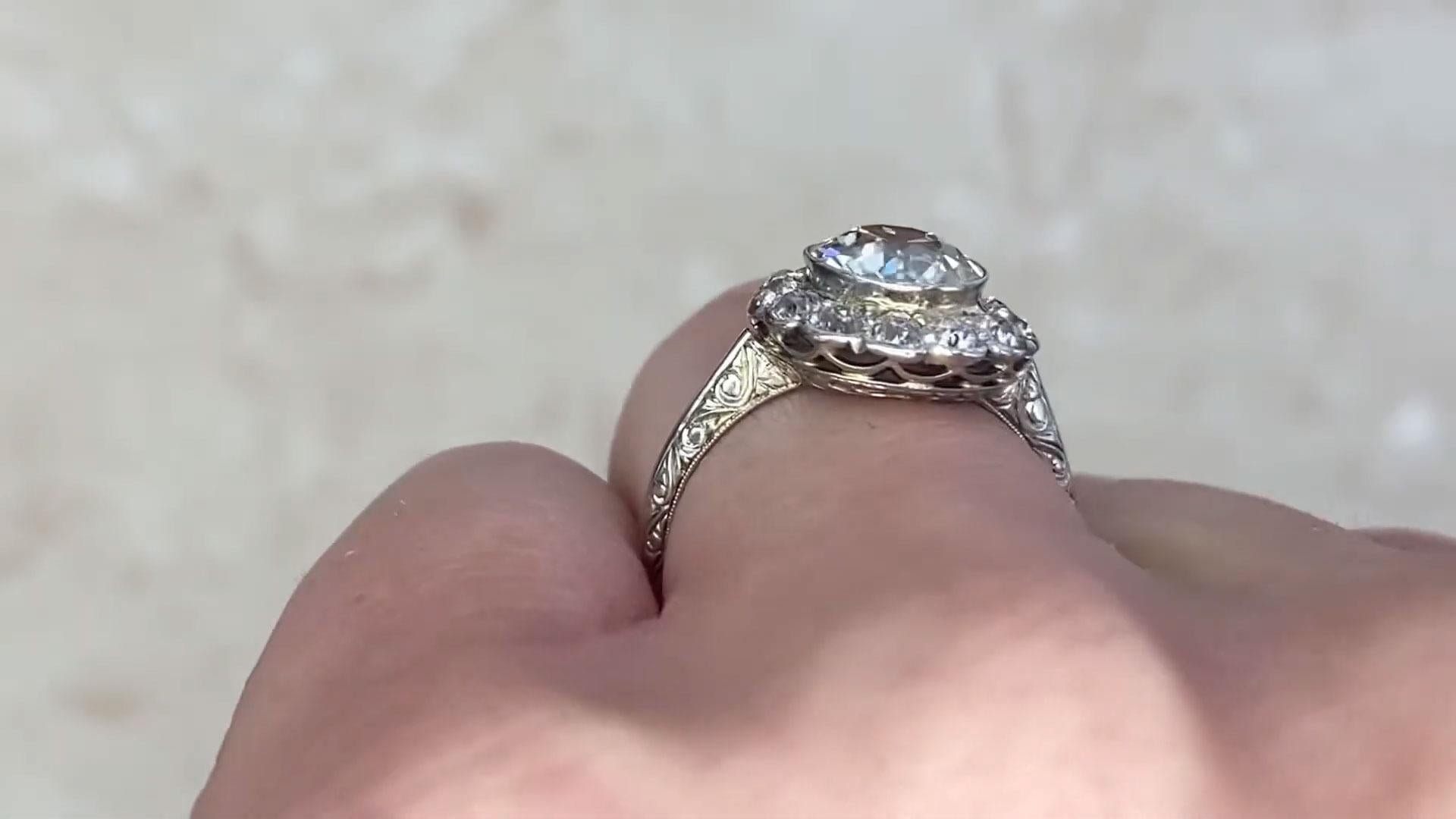 Edwardian Antique Halo Setting Engagement Ring, Old European Diamond (Approx. 1.50-Carats) For Sale
