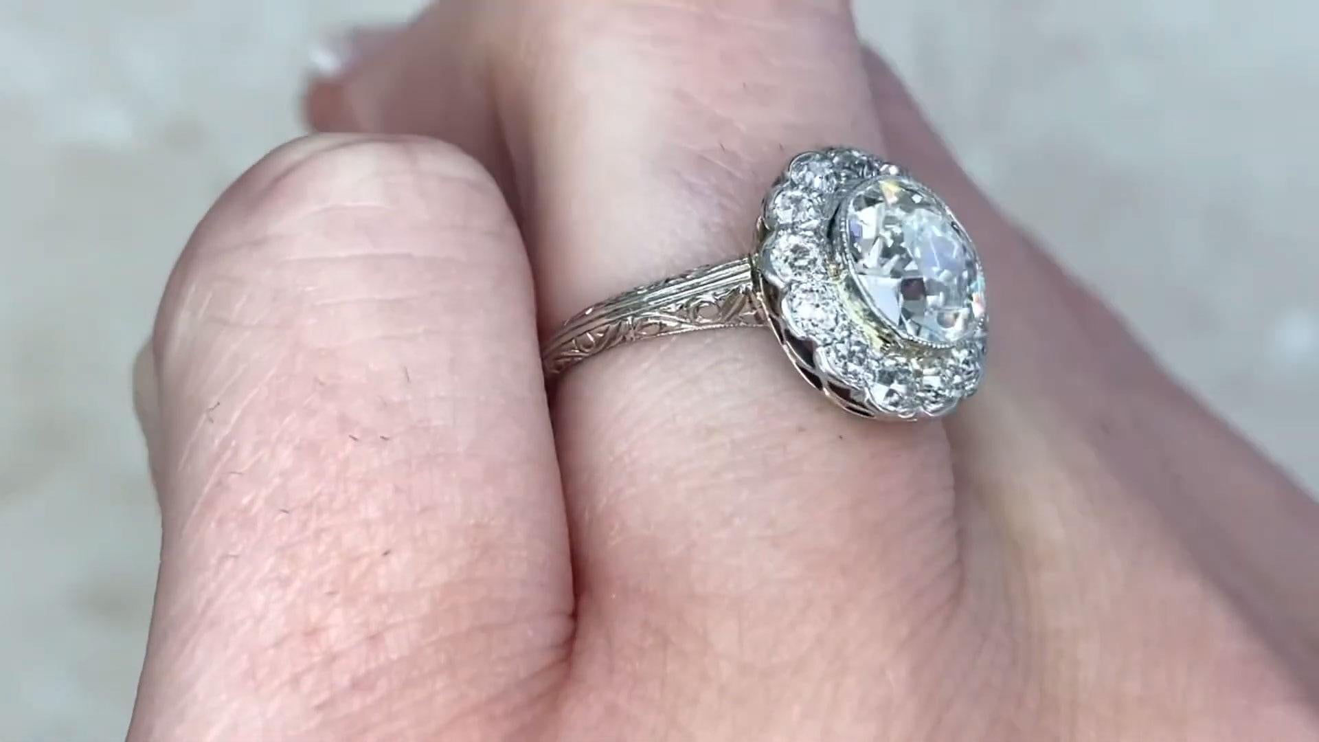 Old European Cut Antique Halo Setting Engagement Ring, Old European Diamond (Approx. 1.50-Carats) For Sale