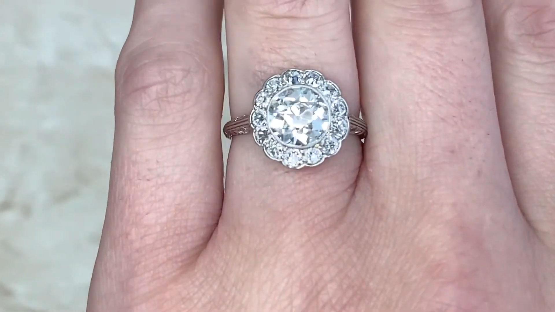 Antique Halo Setting Engagement Ring, Old European Diamond (Approx. 1.50-Carats) In Excellent Condition For Sale In New York, NY