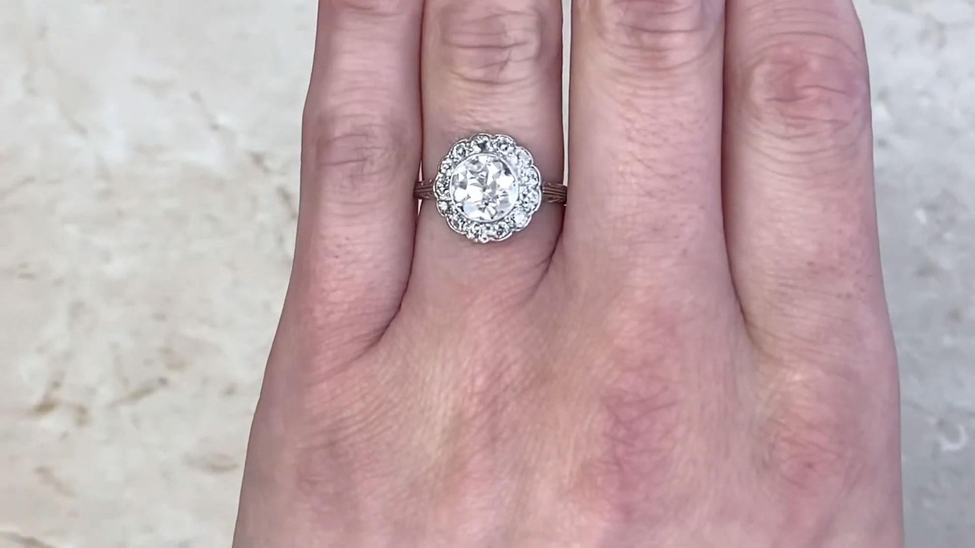 Women's Antique Halo Setting Engagement Ring, Old European Diamond (Approx. 1.50-Carats) For Sale