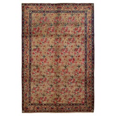 Antiker Hamadan Brauner handgefertigter Wollteppich mit Blumenmotiv