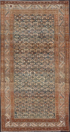 Antique Hamadan Gallery Rug in Wool with All-Over Sub-Geometric Design