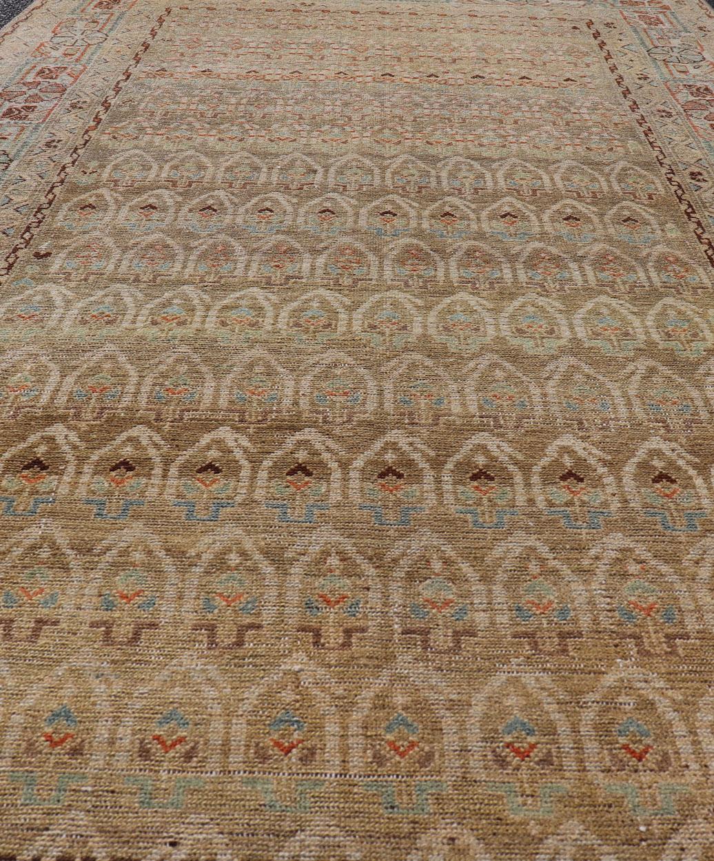 20th Century Antique Hamadan Gallery Rug in Wool with All-Over Sub-Geometric Paisley Design