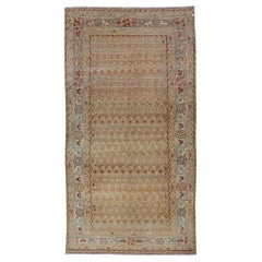 Antique Hamadan Gallery Rug in Wool with All-Over Sub-Geometric Paisley Design