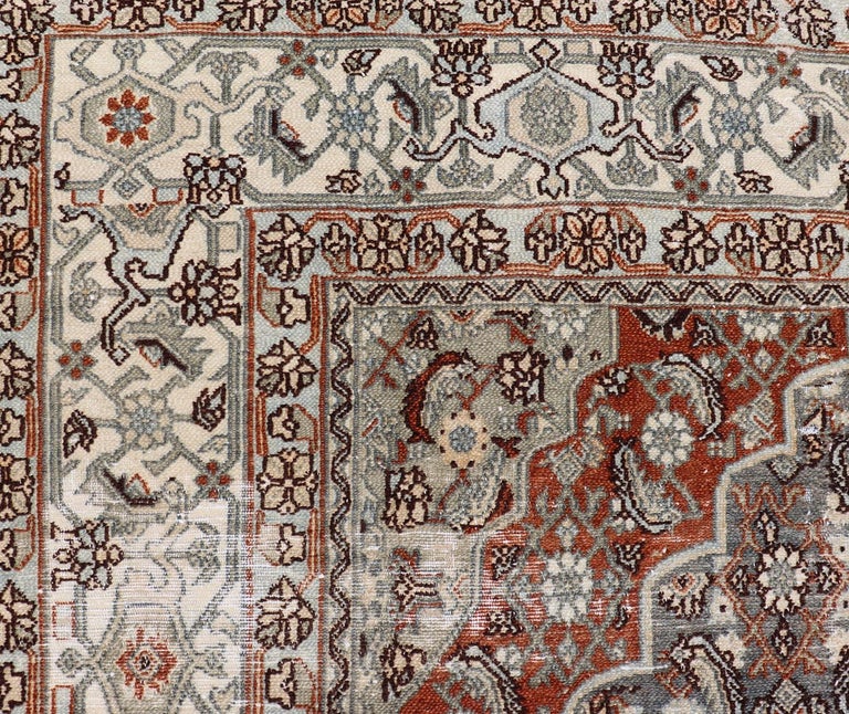 Antique Hamadan Gallery Rug with Medallion and All-Over Sub-Geometric ...