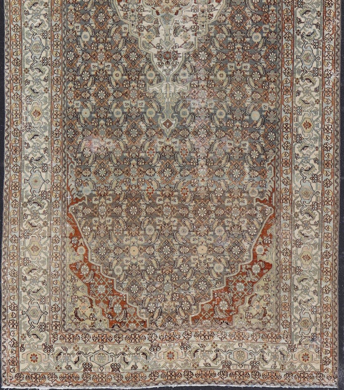 20th Century Antique Hamadan Gallery Rug with Sub-Geometric Design by Keivan Woven Arts For Sale