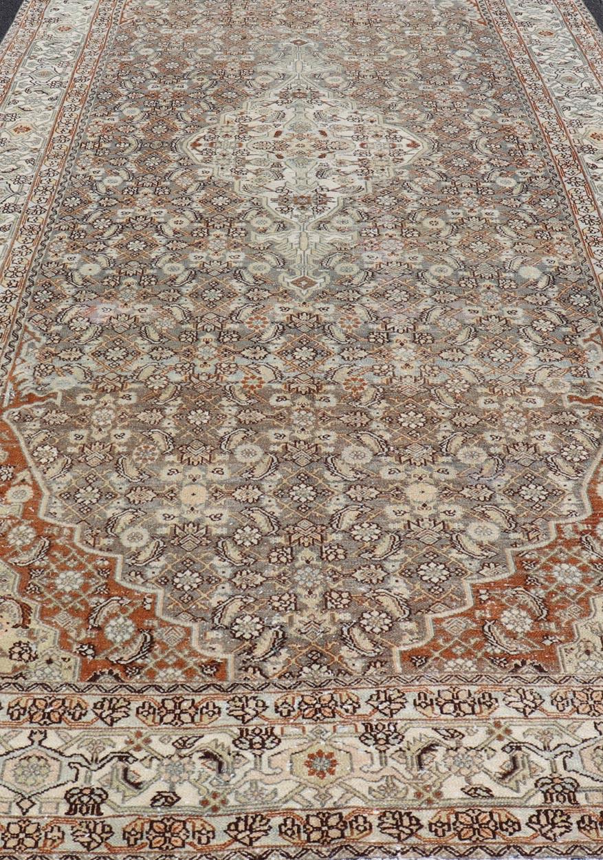 Wool Antique Hamadan Gallery Rug with Sub-Geometric Design by Keivan Woven Arts For Sale