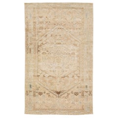 Antique Hamadan Handmade Allover Motif Beige Tapis en laine