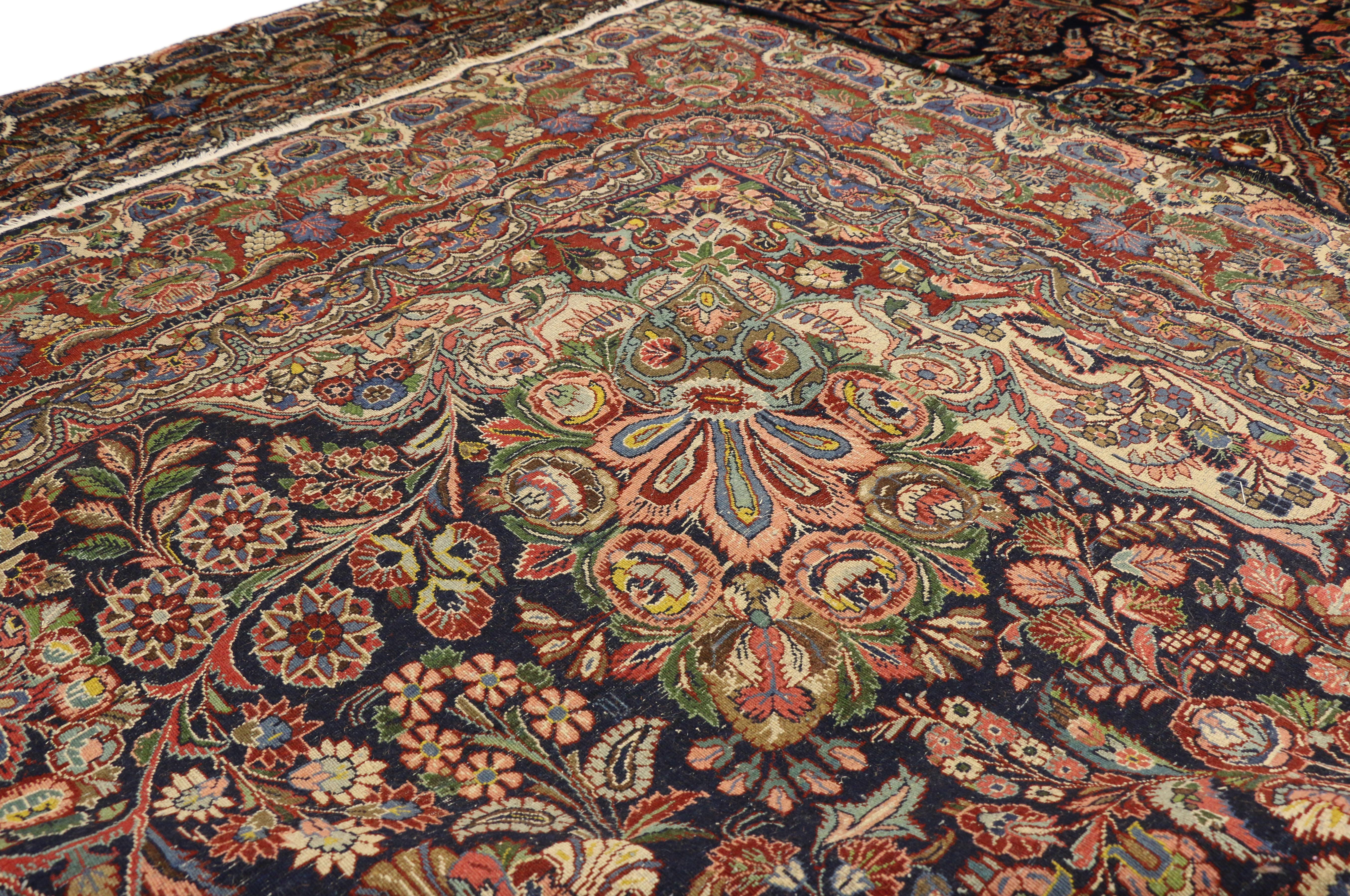 Hand-Knotted Oversized Antique Persian Hamadan Rug, Maximalism Meets Baroque Exuberance For Sale