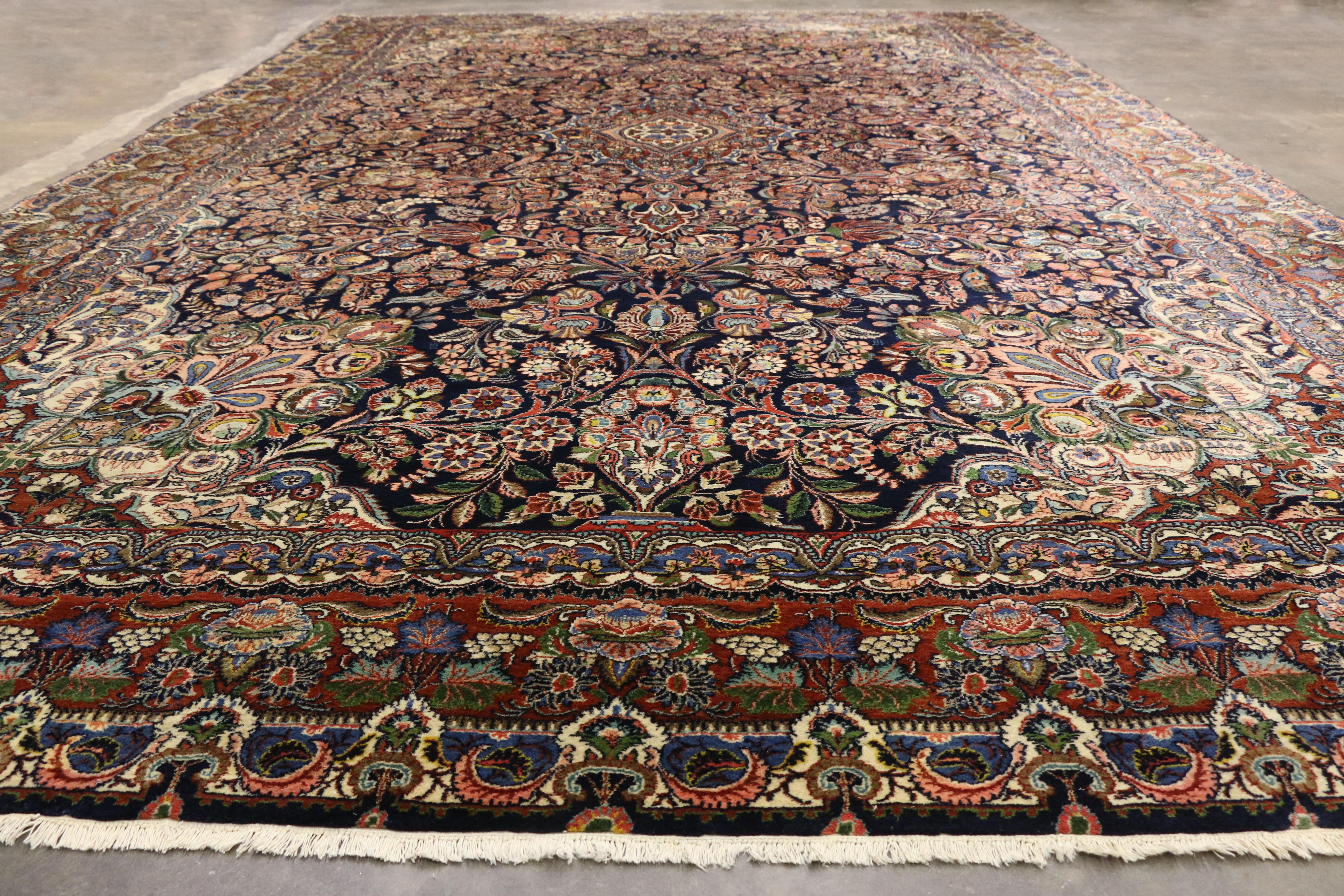 20th Century Oversized Antique Persian Hamadan Rug, Maximalism Meets Baroque Exuberance For Sale