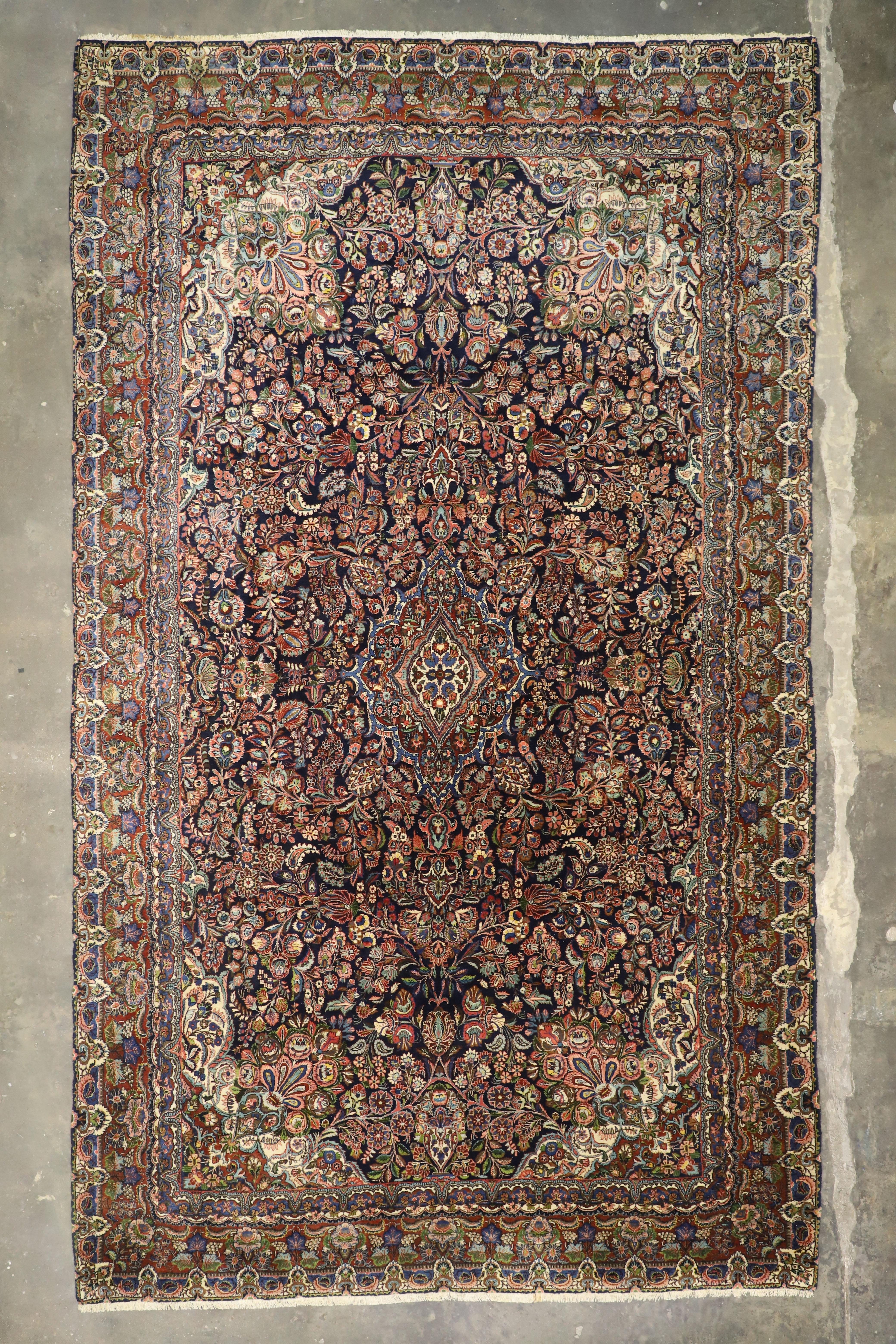 Wool Oversized Antique Persian Hamadan Rug, Maximalism Meets Baroque Exuberance For Sale