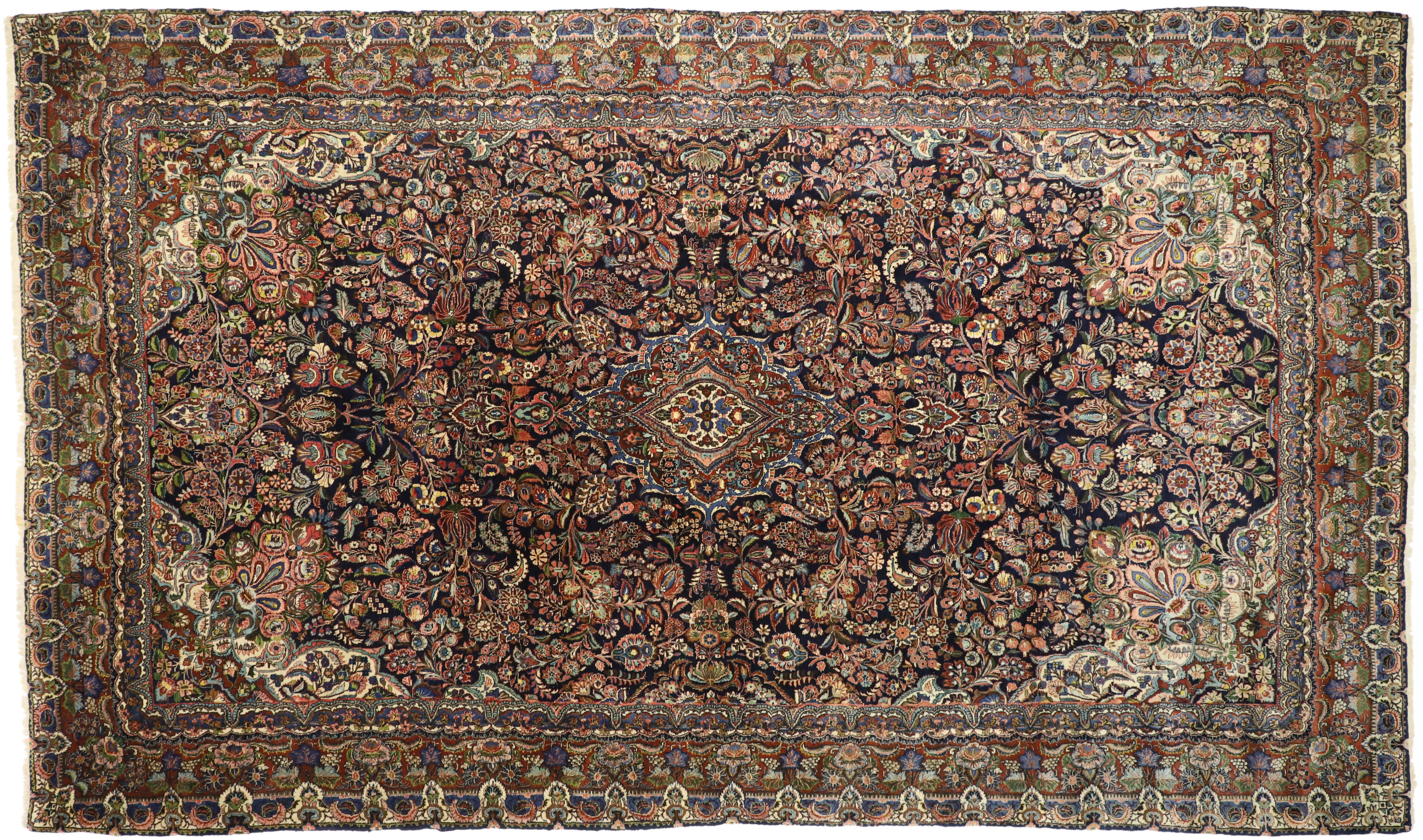 Oversized Antique Persian Hamadan Rug, Maximalism Meets Baroque Exuberance For Sale 1