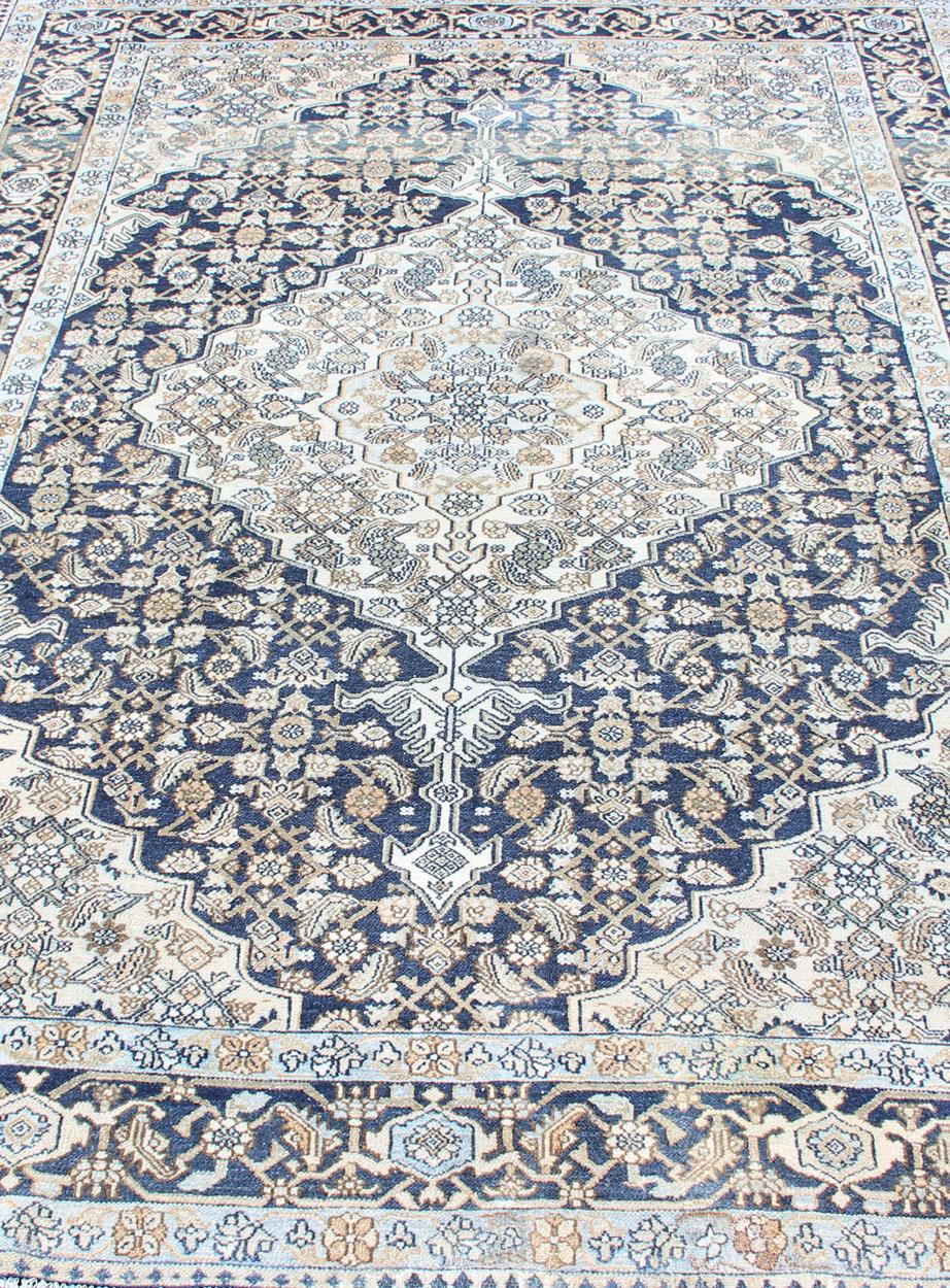 Antique Hamadan Persian Rug with Center Medallion and Floral Design For Sale 10