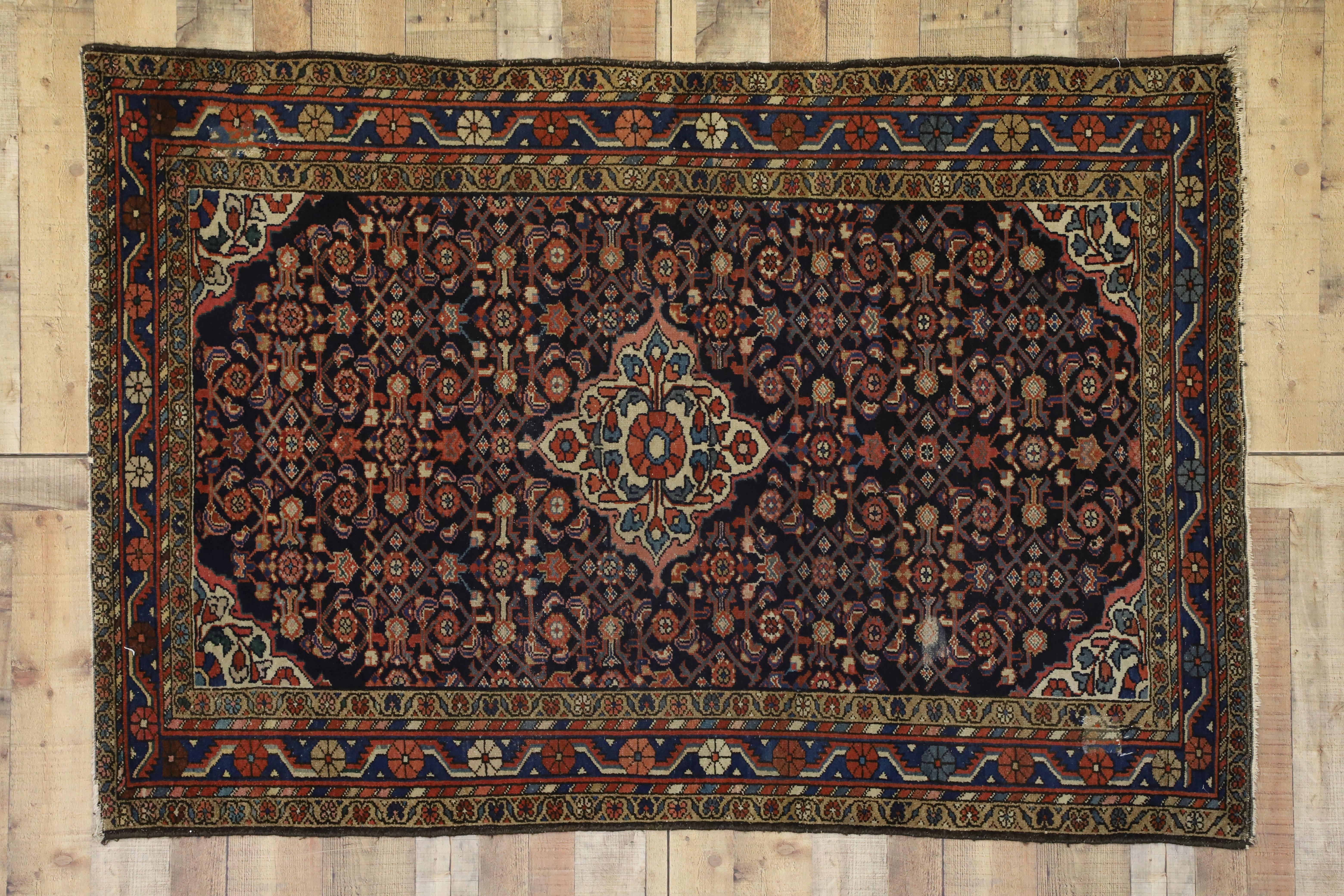 Antique Hamadan Persian Rug with Herati Design For Sale 1