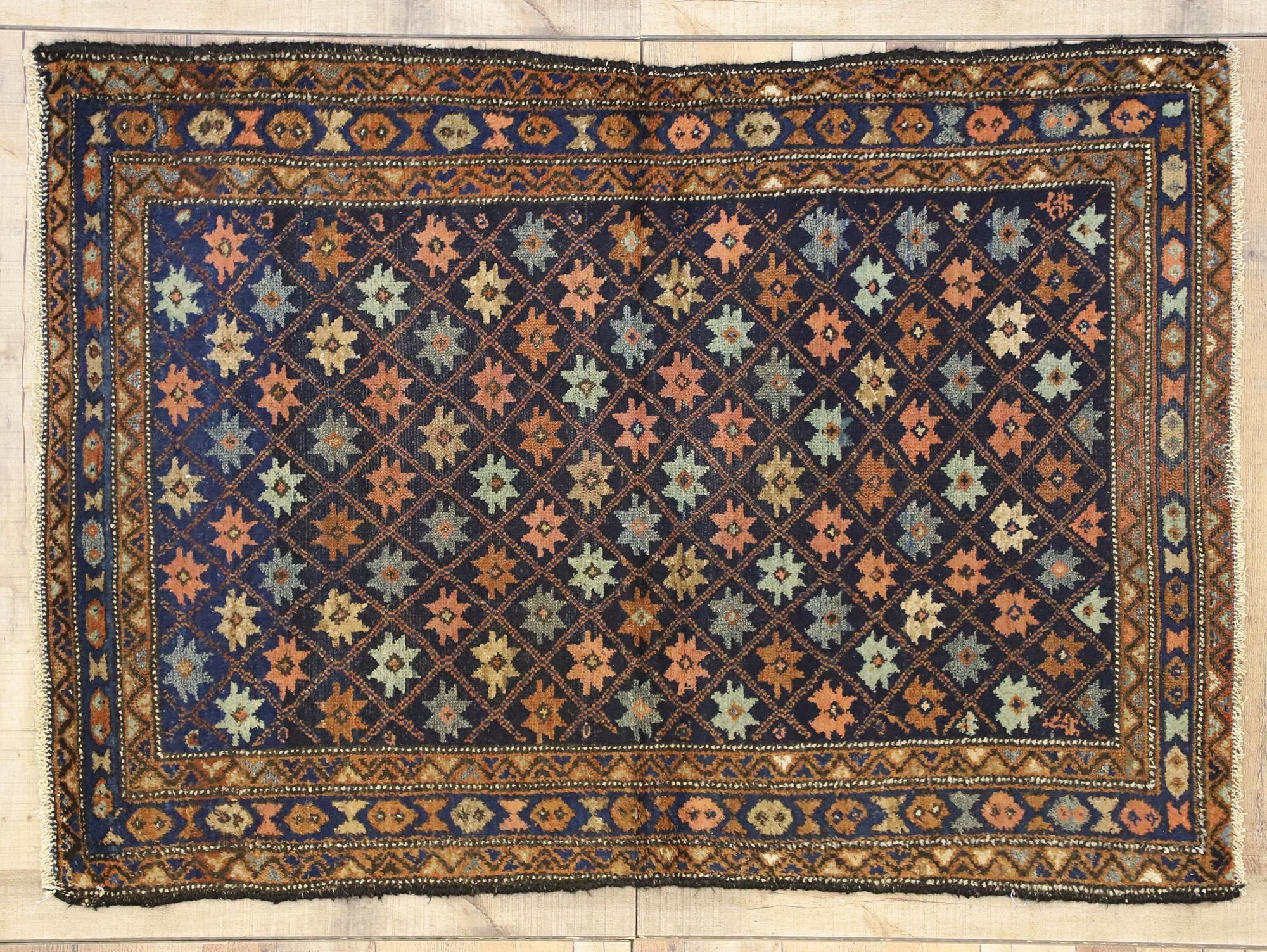 Wool Antique Hamadan Persian Rug with Tribal Style For Sale
