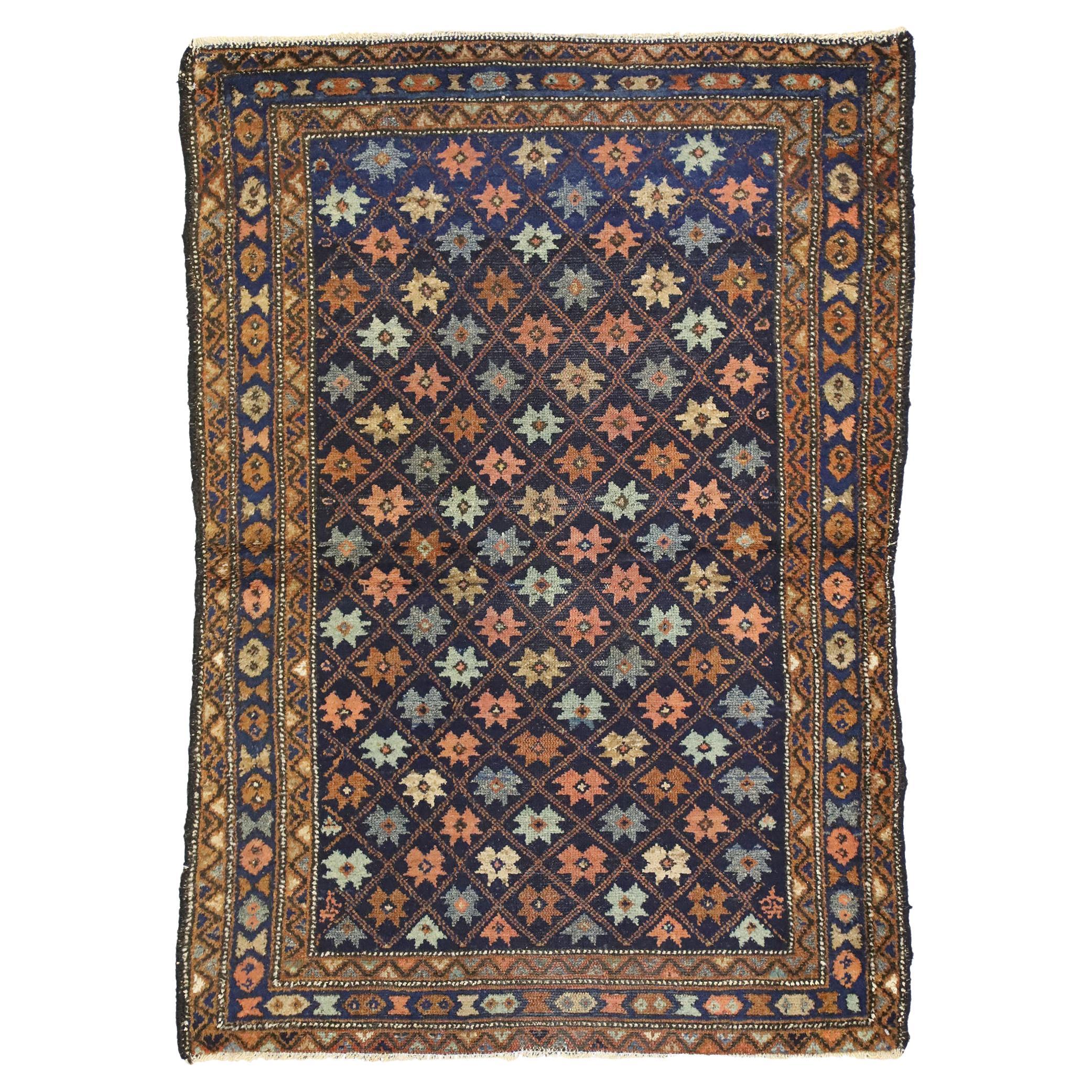 Antique Hamadan Persian Rug with Tribal Style For Sale