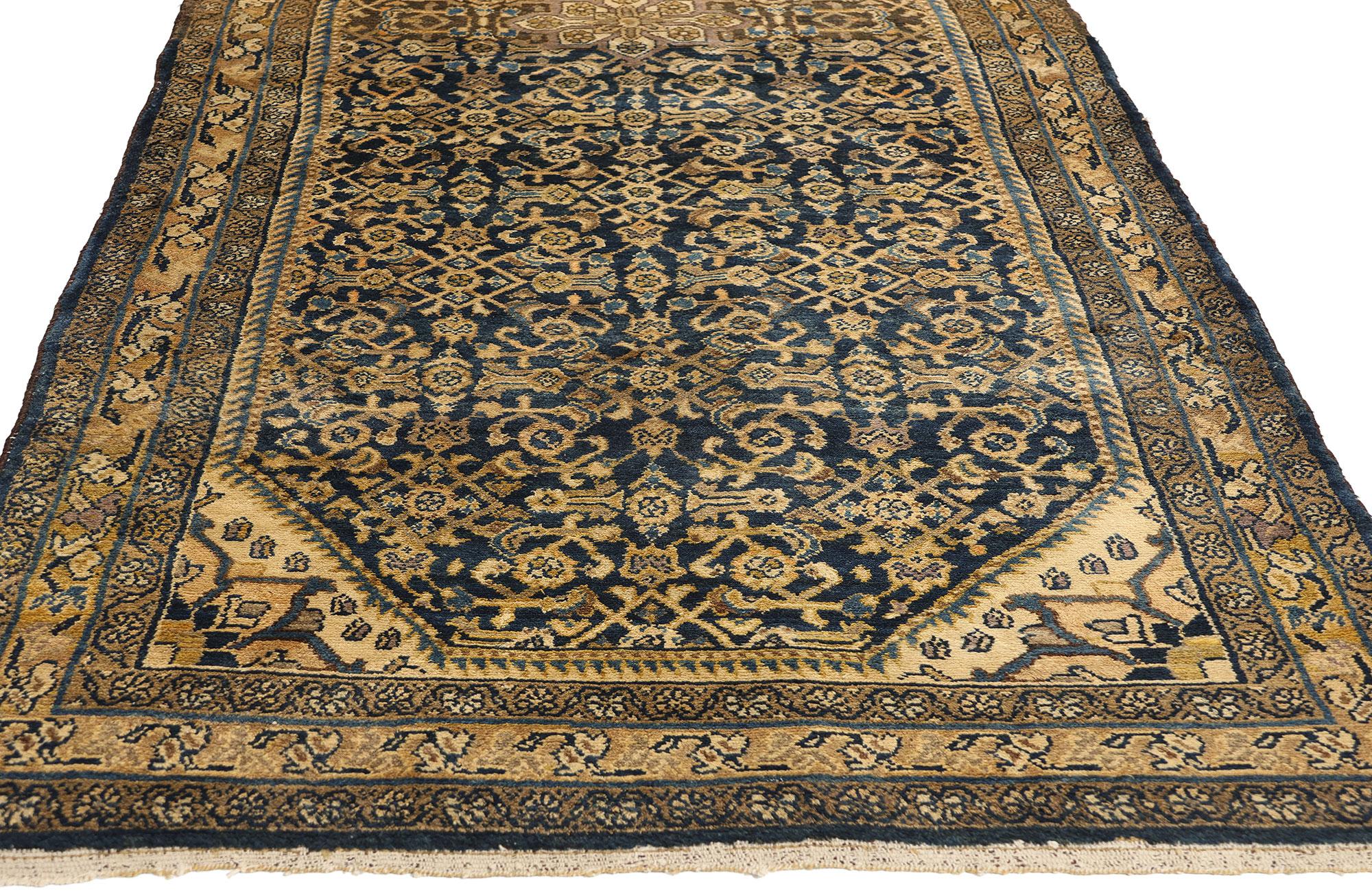 73251 Antique Persian Hamadan Rug Runner, 03'09 x 11'05. Persian Hamadan rugs and carpet runners originate from the Hamadan region in Iran, renowned for its rich tradition of rug weaving. These handcrafted rugs are celebrated for their durability,