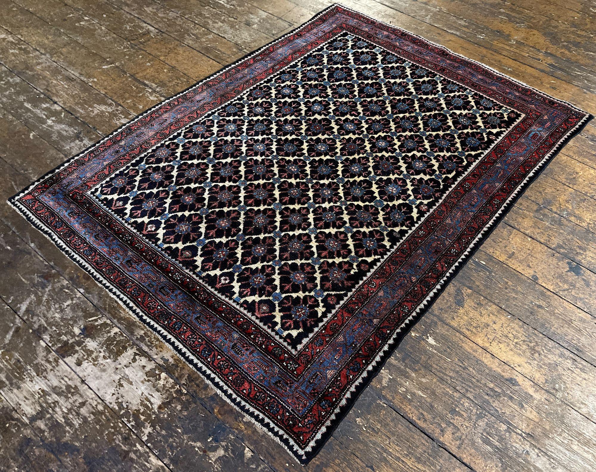 Wool Antique Hamadan Rug 1.96m x 1.43m For Sale