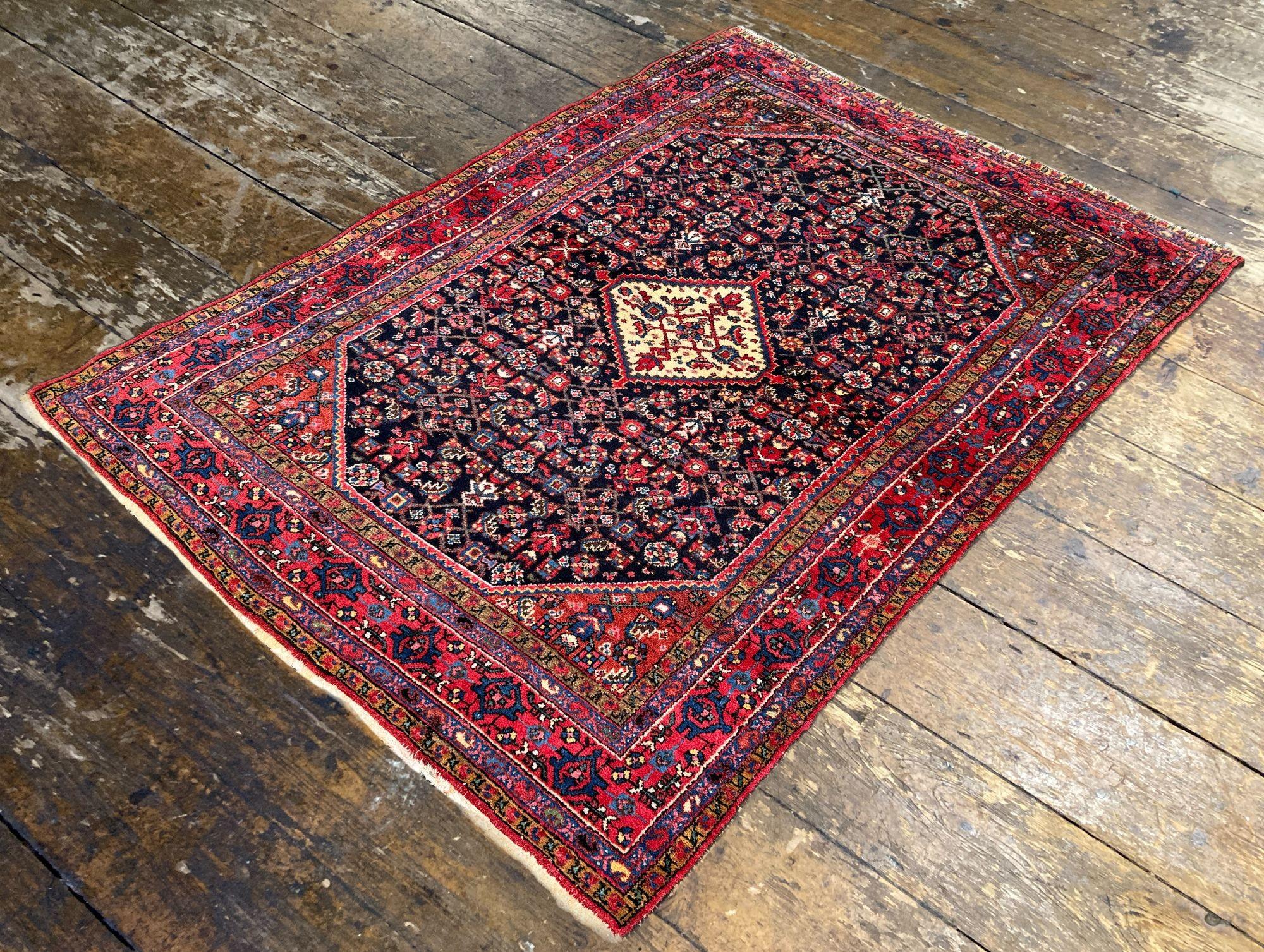 Laine Tapis Hamadan antique 1,98 m x 1,44 m en vente