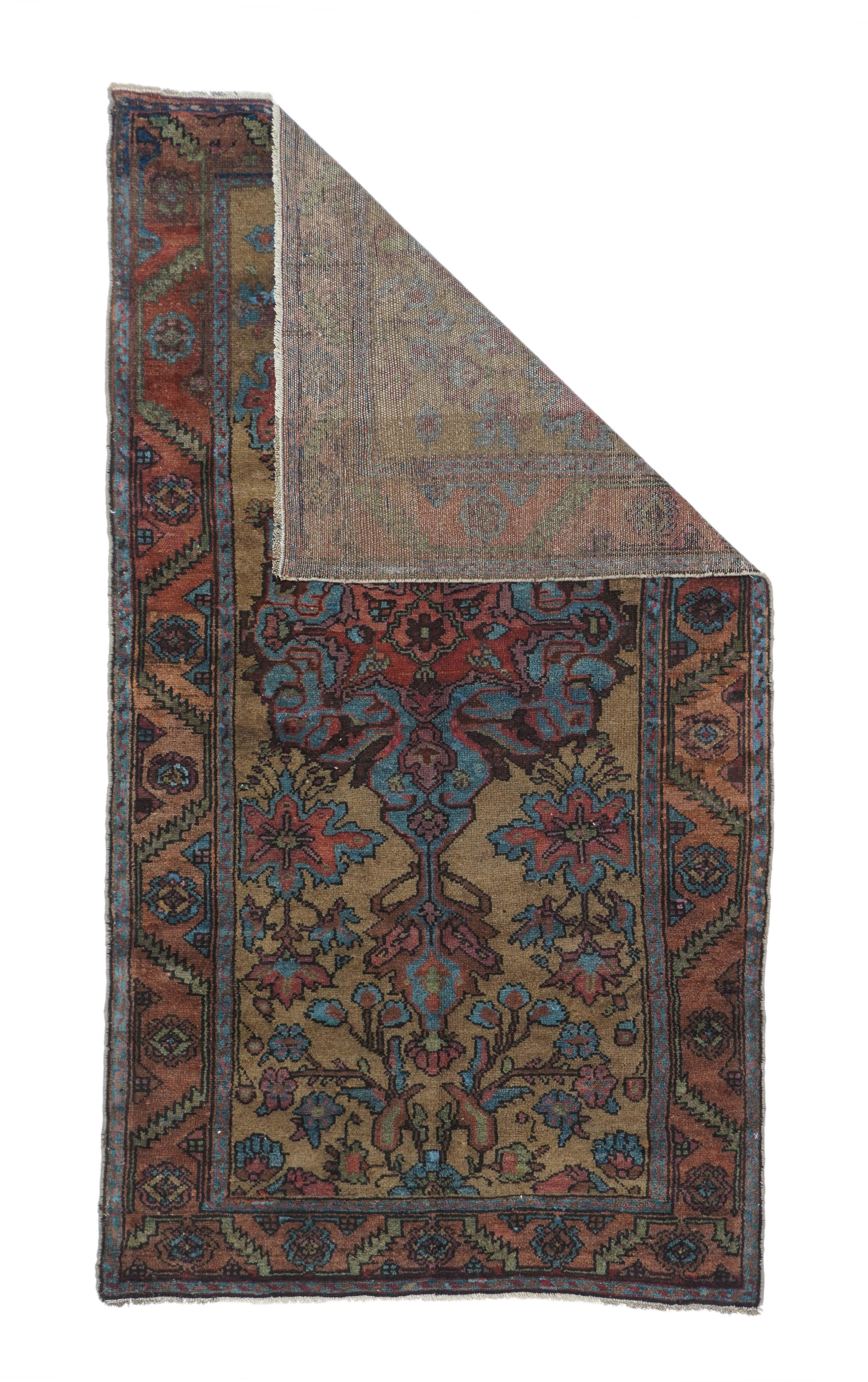 Antique Hamadan rug. Measures: 3.4'' x 6.2''.