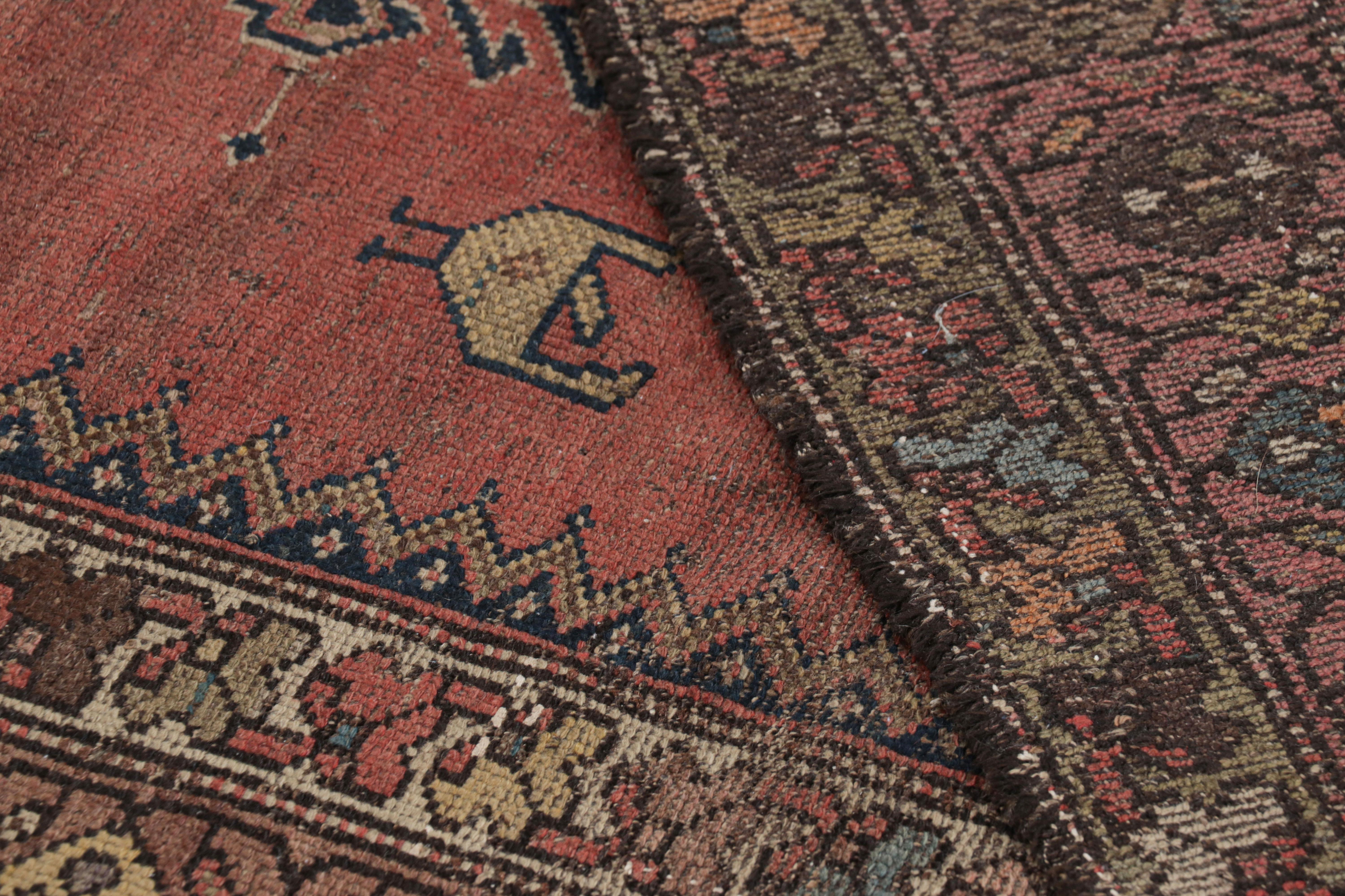Antique Hamadan Rug in Blue and Red with Geometric Medallion - Rug & Kilim For Sale 1