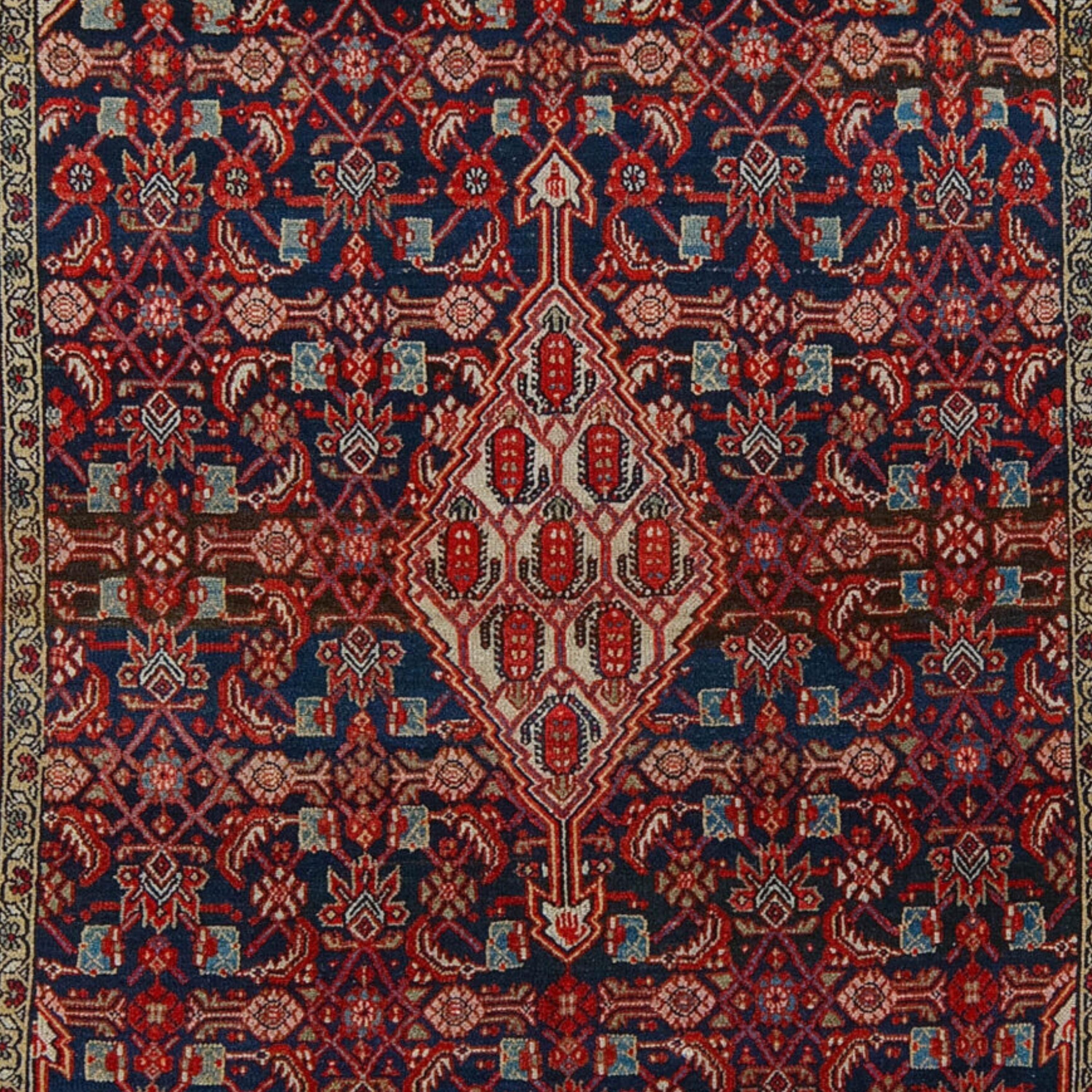 Azerbaijani Antique Hamadan Rug - Late of 19th Century in Good Condition, Antique Rug For Sale