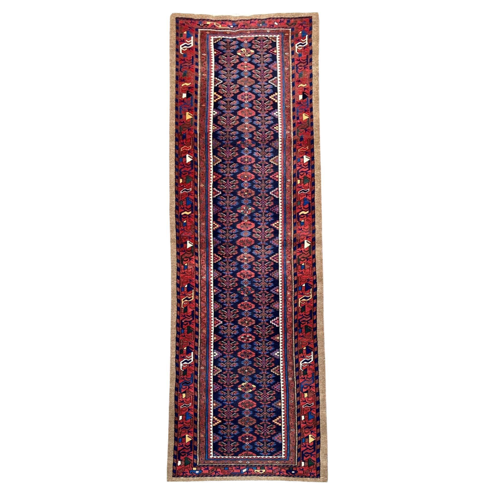 Antiker Hamadan-Läufer, 4,05 m x 1,05 m, antik