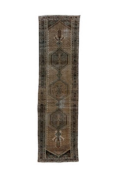 Antique Hamadan Runner with Camel Tones