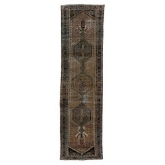 Antique Hamadan Runner with Camel Tones