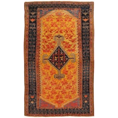 Antique Hamadan Traditional Yellow Red Wool Persian Floral Rug by Rug & Kilim