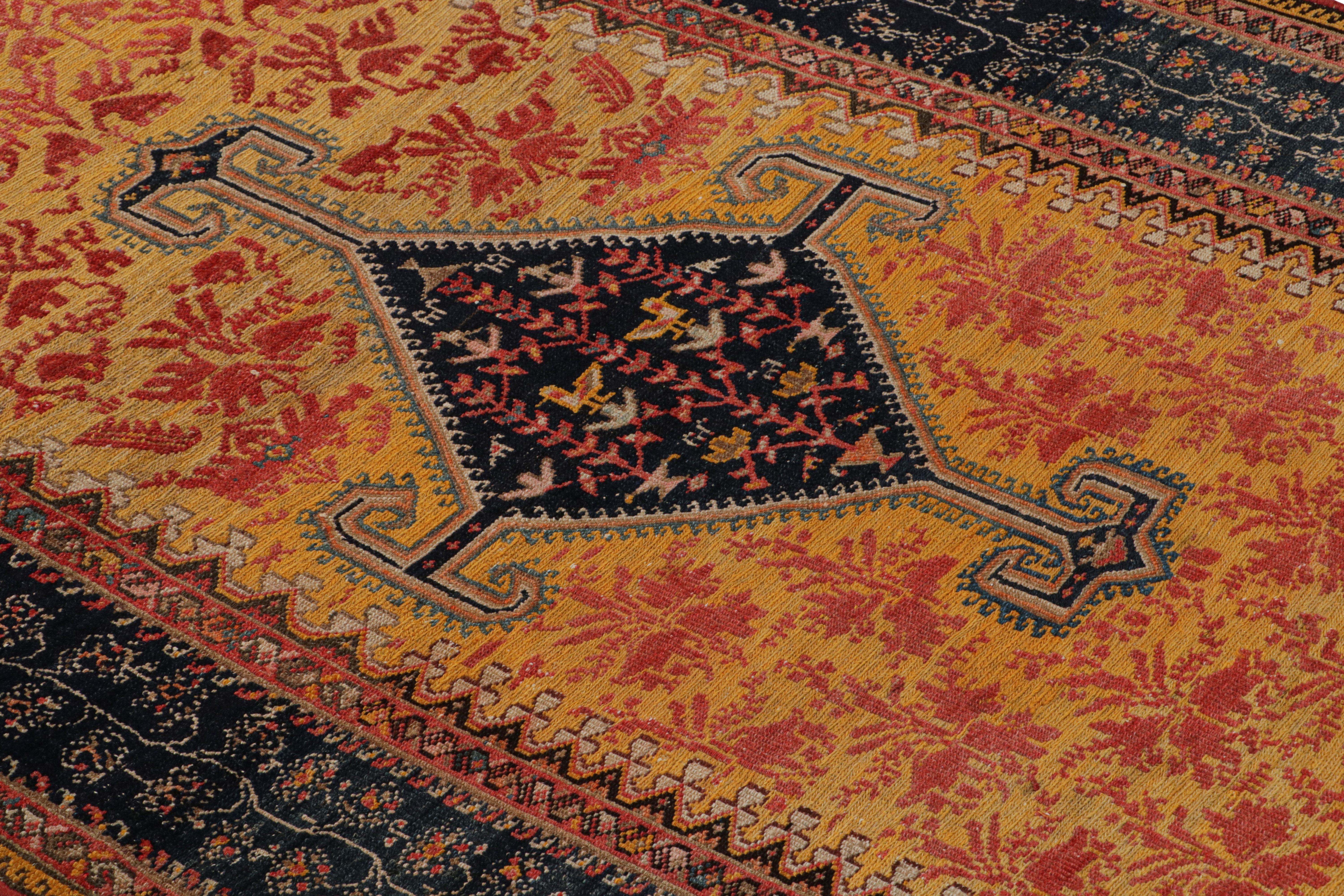 Antique Hamadan Traditional Yellow Red Wool Persian Floral Rug by Rug & Kilim In Good Condition For Sale In Long Island City, NY