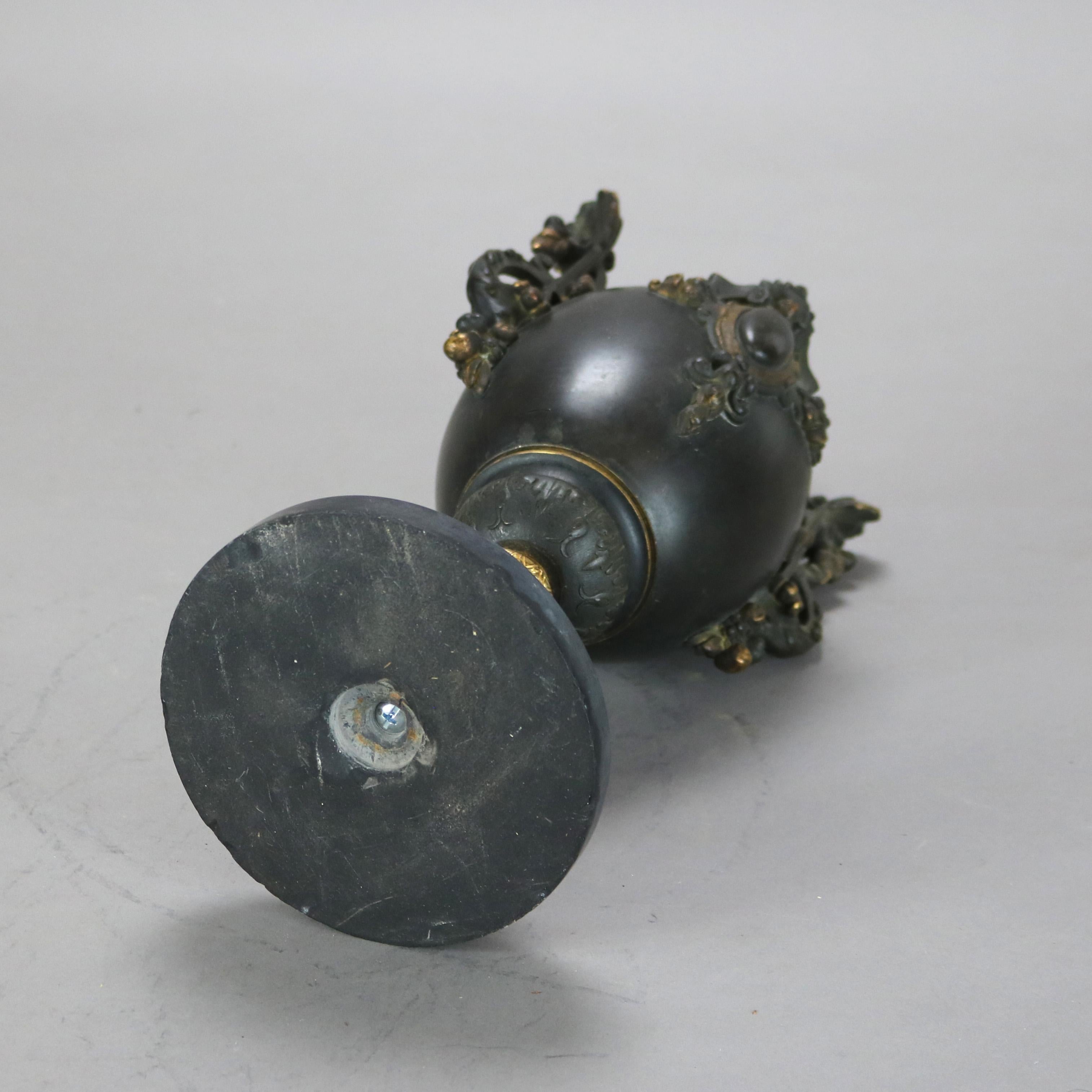Antique Hamann & Koch Slate, Gilt Bronze & Rouge Marble Two-Piece Mantle Clock For Sale 4