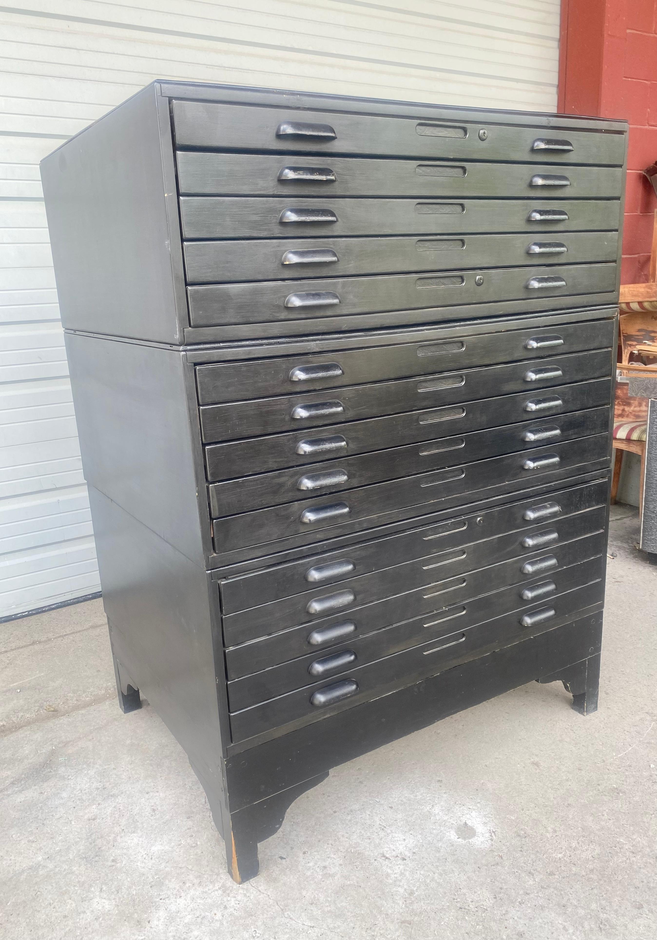 Painted Antique Hamilton 15 drawer Stacking Flat File