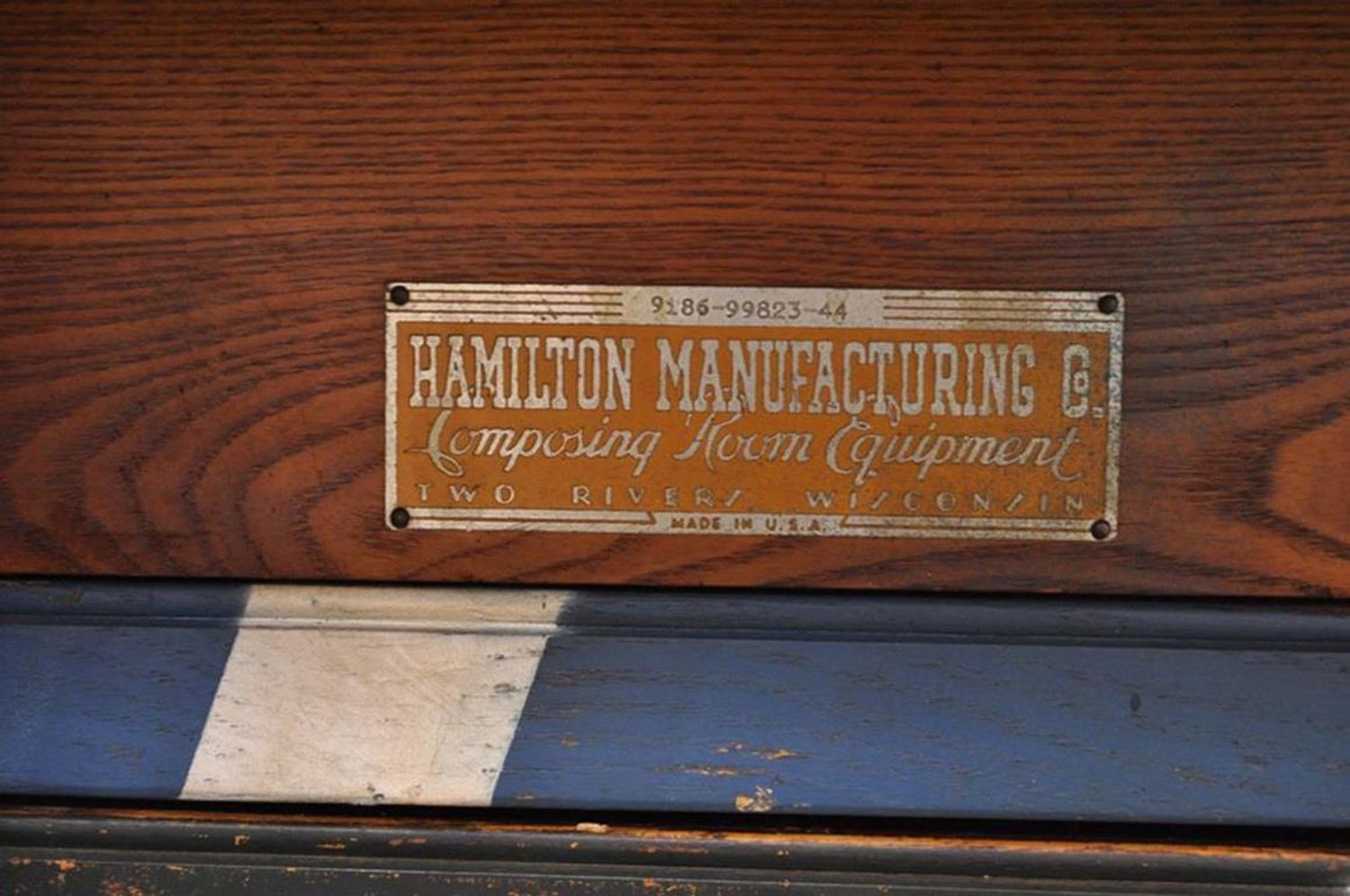 Antique Hamilton 16 Drawer Oak Letterpress Display Printers Type