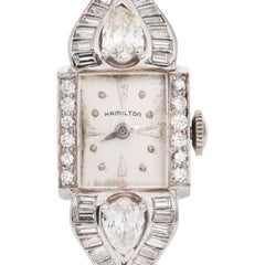 Antique Hamilton 4.80cts Diamond Platinum Ladies Cocktail Watch