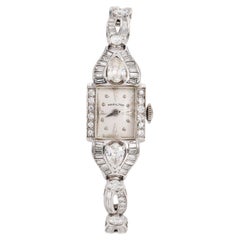 Antique Hamilton 4.80cts Diamond Platinum Ladies Cocktail Watch