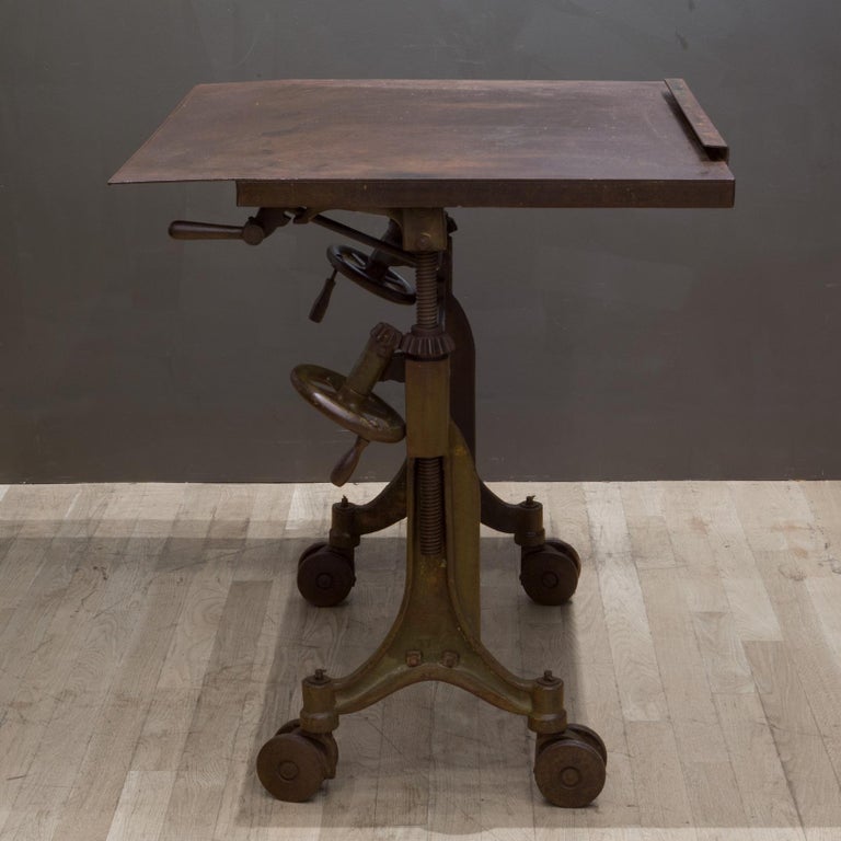 Antique Hamilton Cast Iron Printer's Drafting Table c.1909 For Sale at