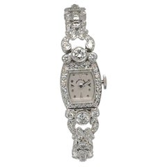 Antique Hamilton Diamond & Platinum Watch 3 carats Fine Diamonds 33.9 Grams