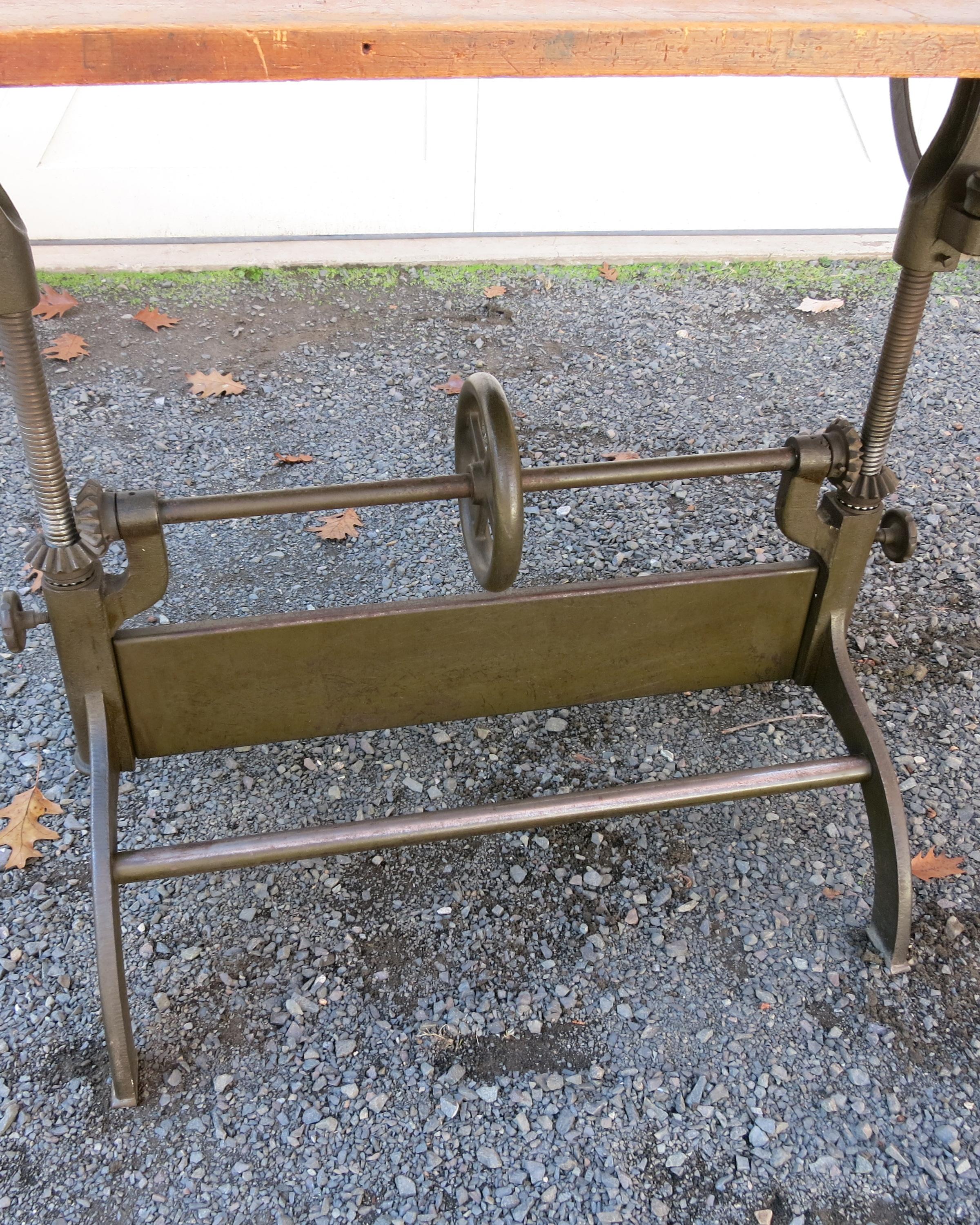 Antique Hamilton Drafting Table Industrial Table In Good Condition For Sale In Newtown, CT