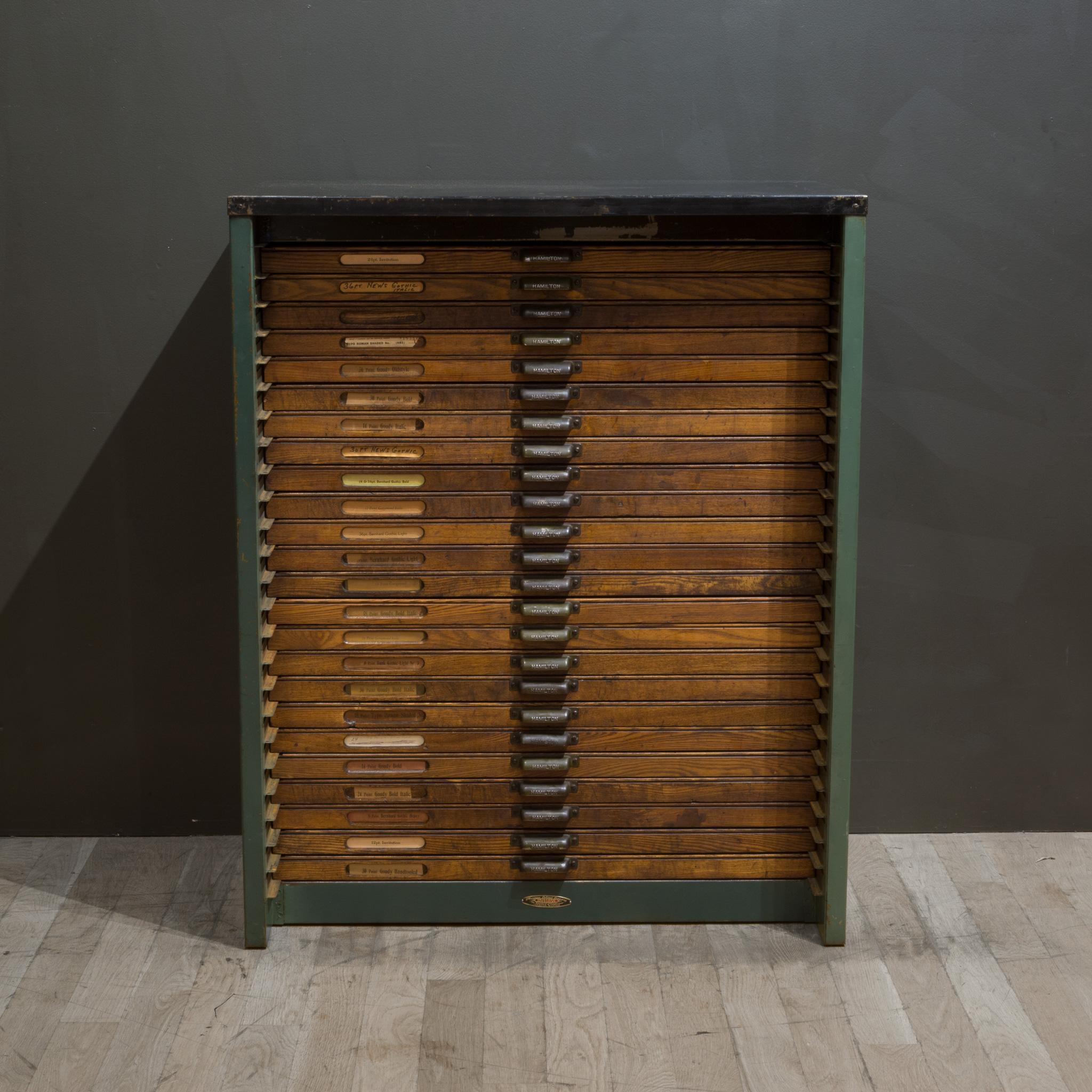 Antique Hamilton Industrial Typesetter's 24 Drawer Cabinet, c.1920-1930 In Good Condition In San Francisco, CA