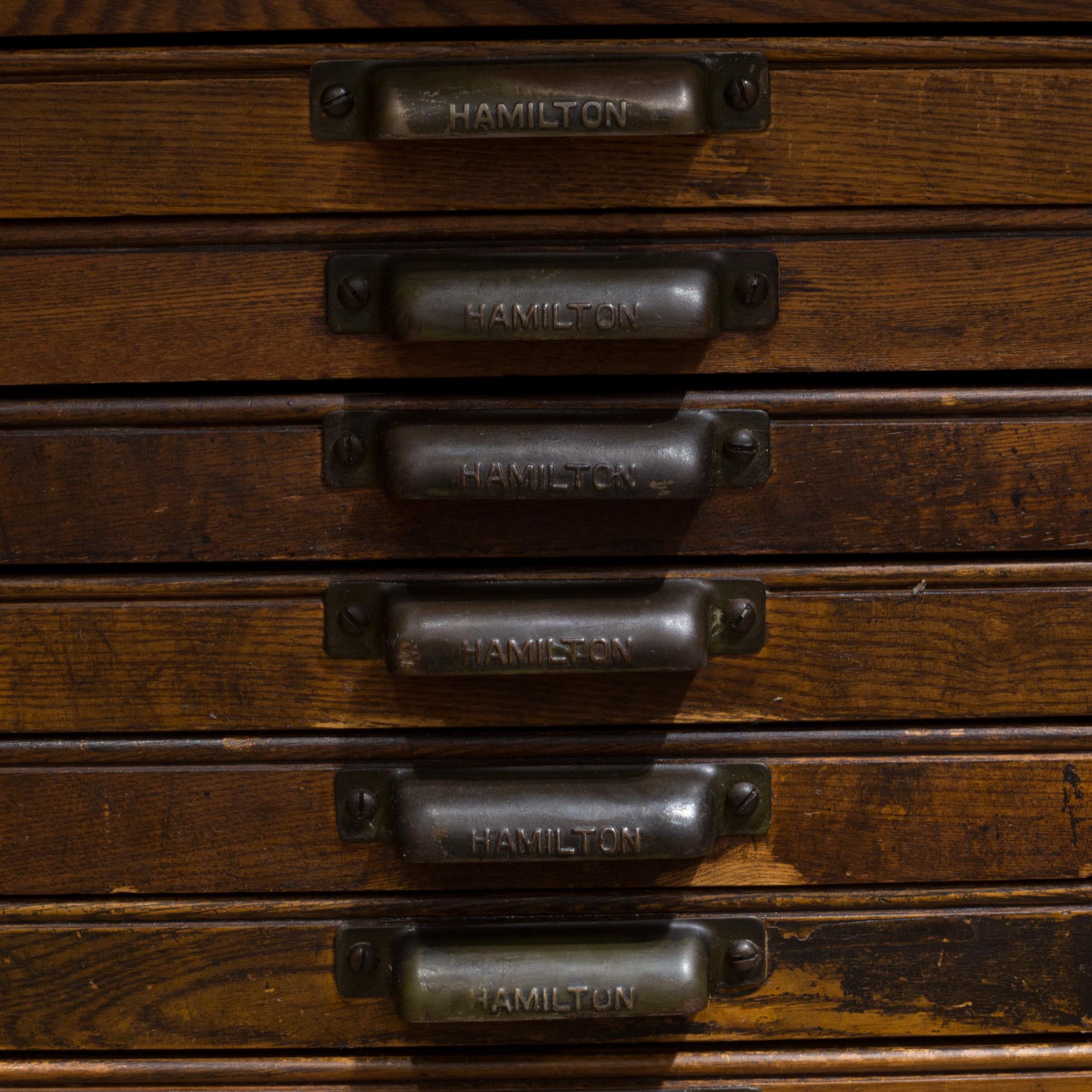 20th Century Antique Hamilton Industrial Typesetter's 24 Drawer Cabinet, c.1920-1930