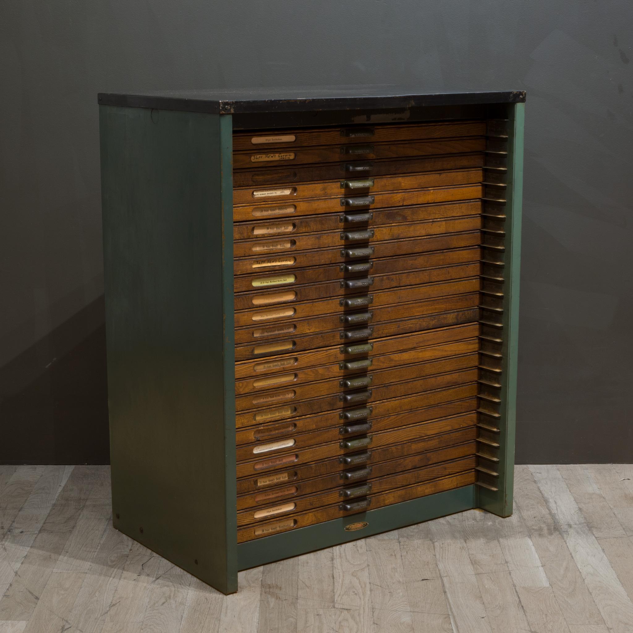 Antique Hamilton Industrial Typesetter's 24 Drawer Cabinet, c.1920-1930 1