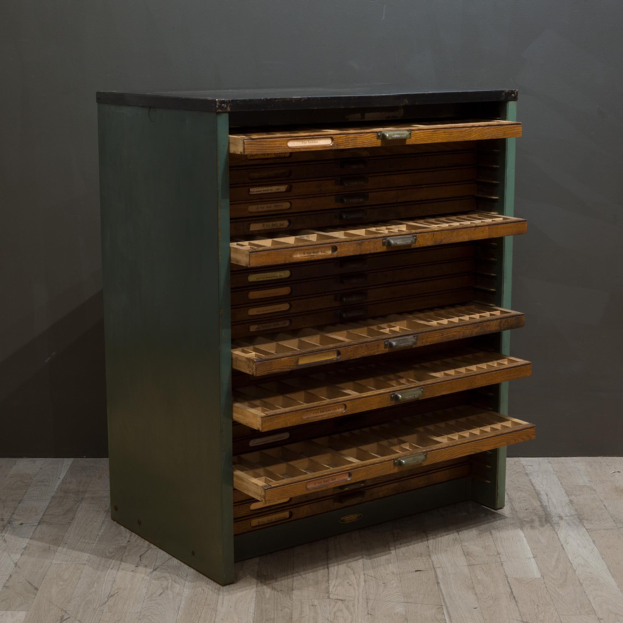 Antique Hamilton Industrial Typesetter's 24 Drawer Cabinet, c.1920-1930 2