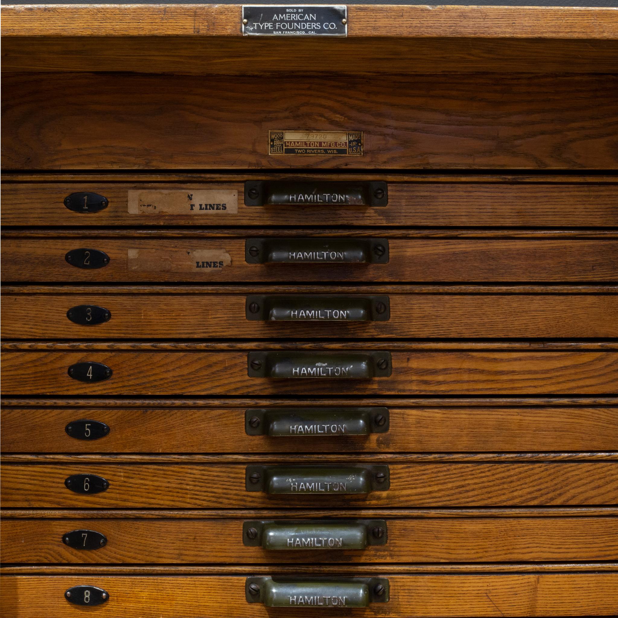 Antique Hamilton Industrial Typesetter's 24 Drawer Cabinet c.1926 In Good Condition In San Francisco, CA