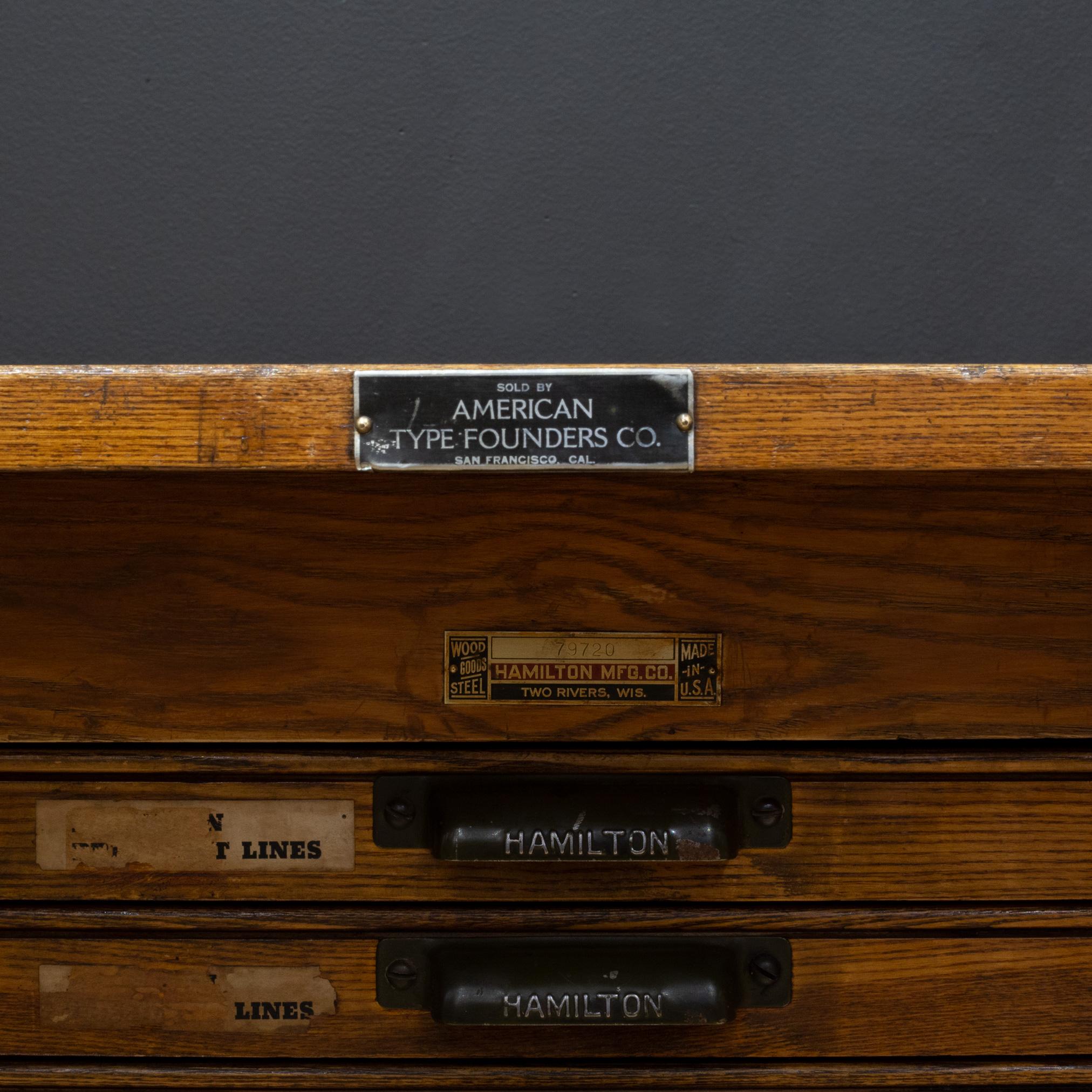20th Century Antique Hamilton Industrial Typesetter's 24 Drawer Cabinet c.1926