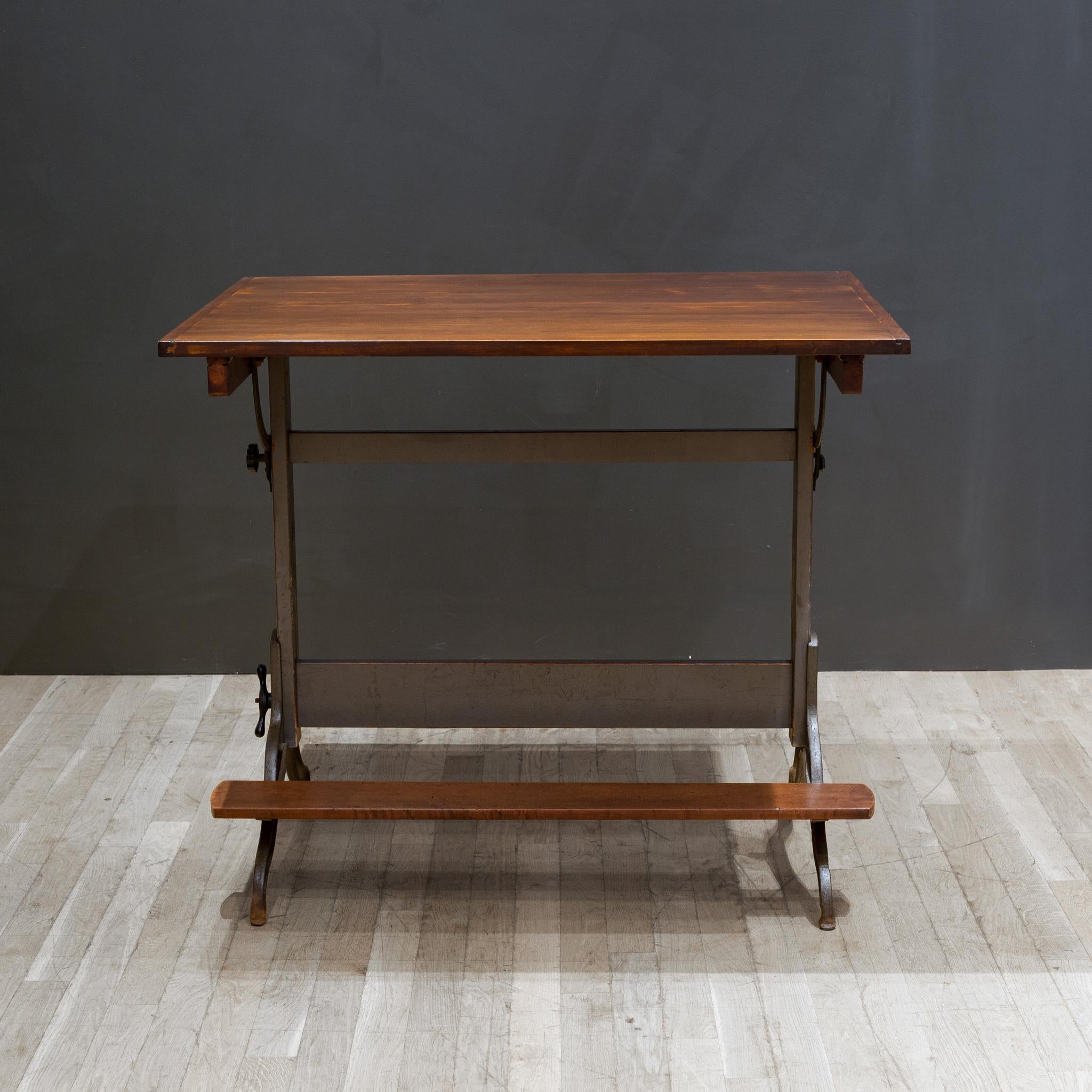 20th Century Antique Hamilton Mfg. Co. Drafting Table with Footrest c.1930 For Sale