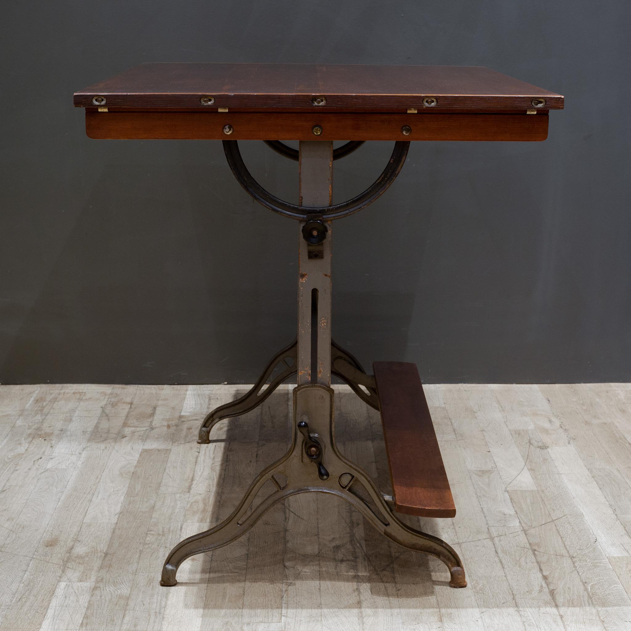 Antique Hamilton Mfg. Co. Drafting Table with Footrest c.1930 For Sale 1
