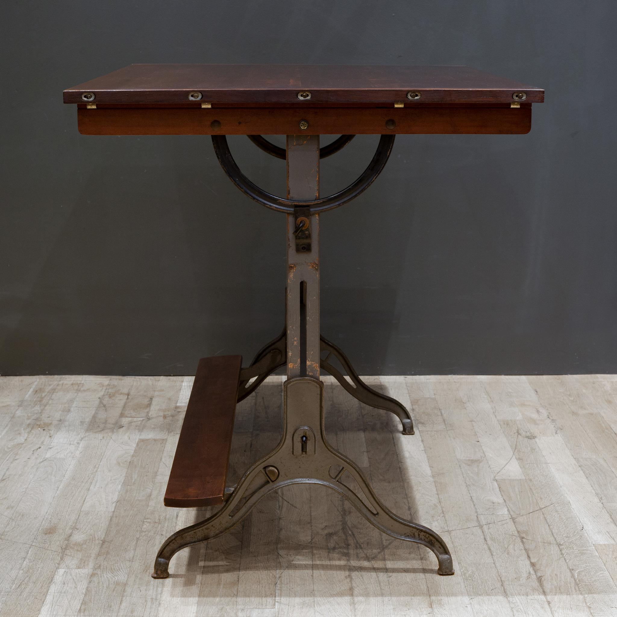 Antique Hamilton Mfg. Co. Drafting Table with Footrest c.1930 For Sale 2