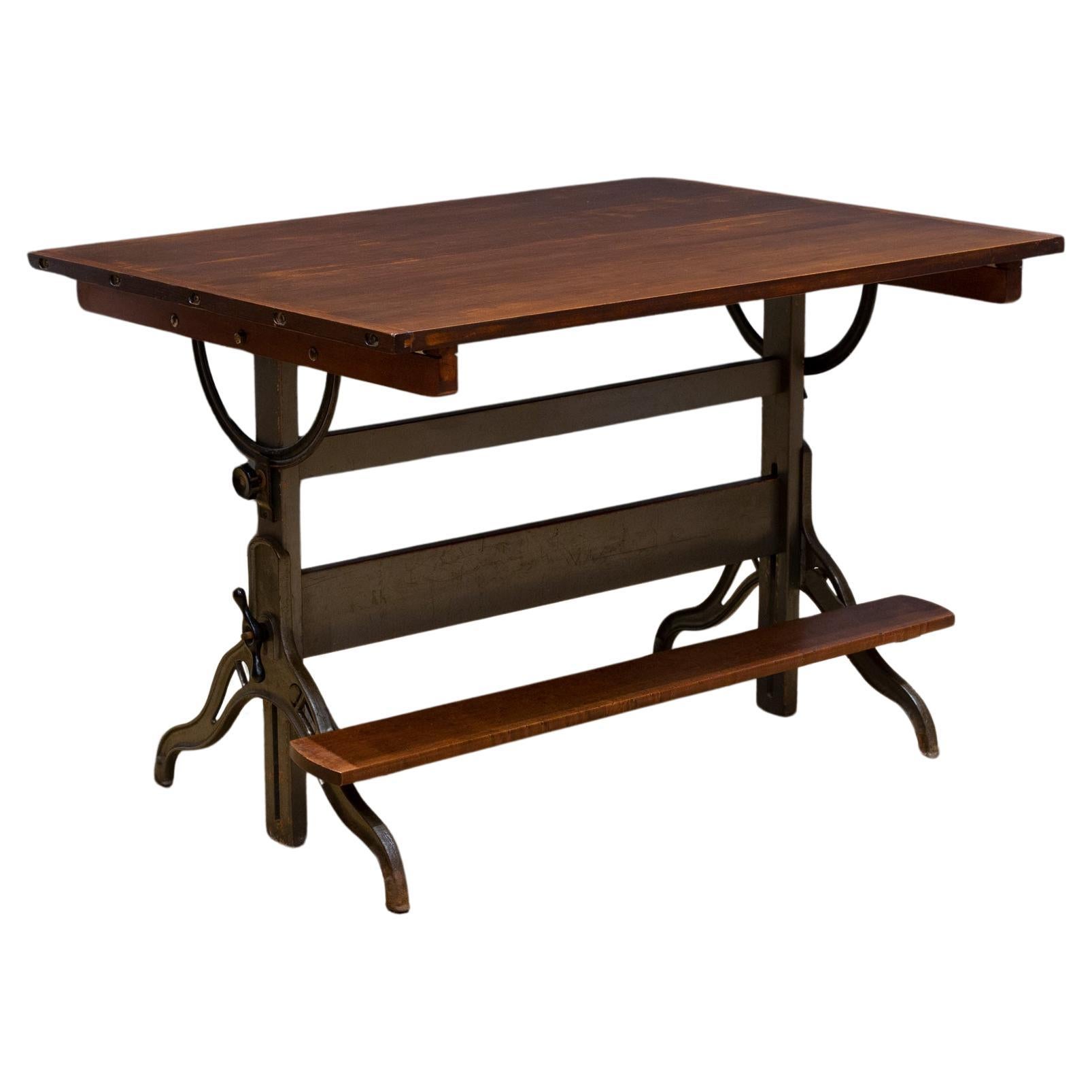Antique Hamilton Mfg. Co. Drafting Table with Footrest c.1930 For Sale